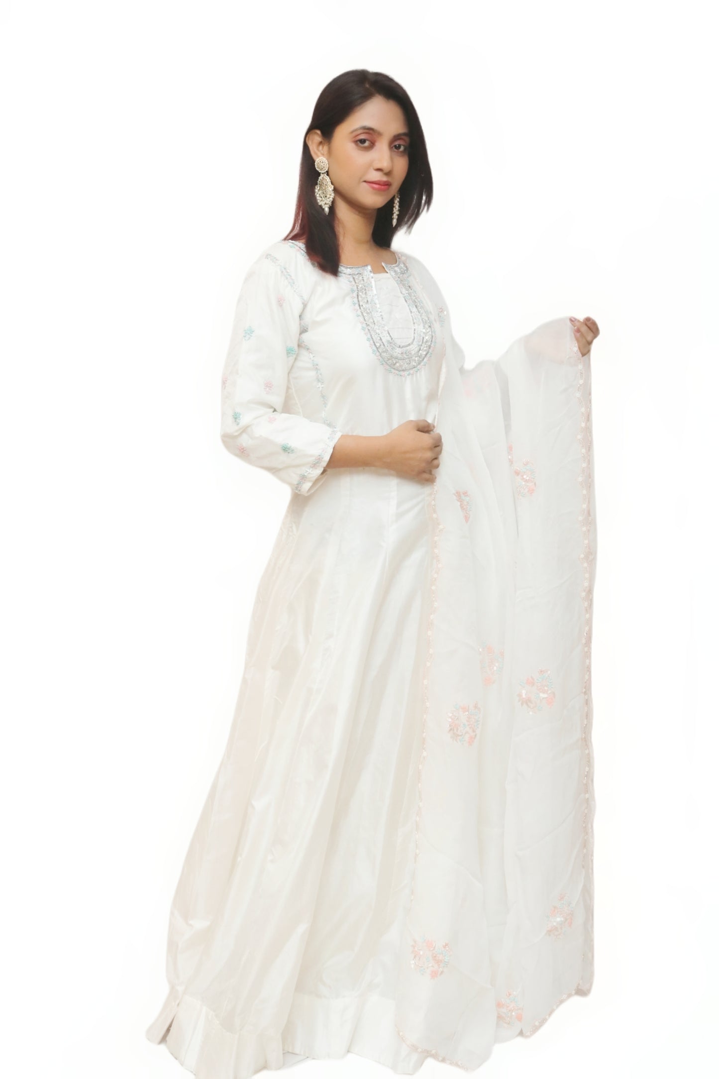 Ivory White Pure Anarkali Set