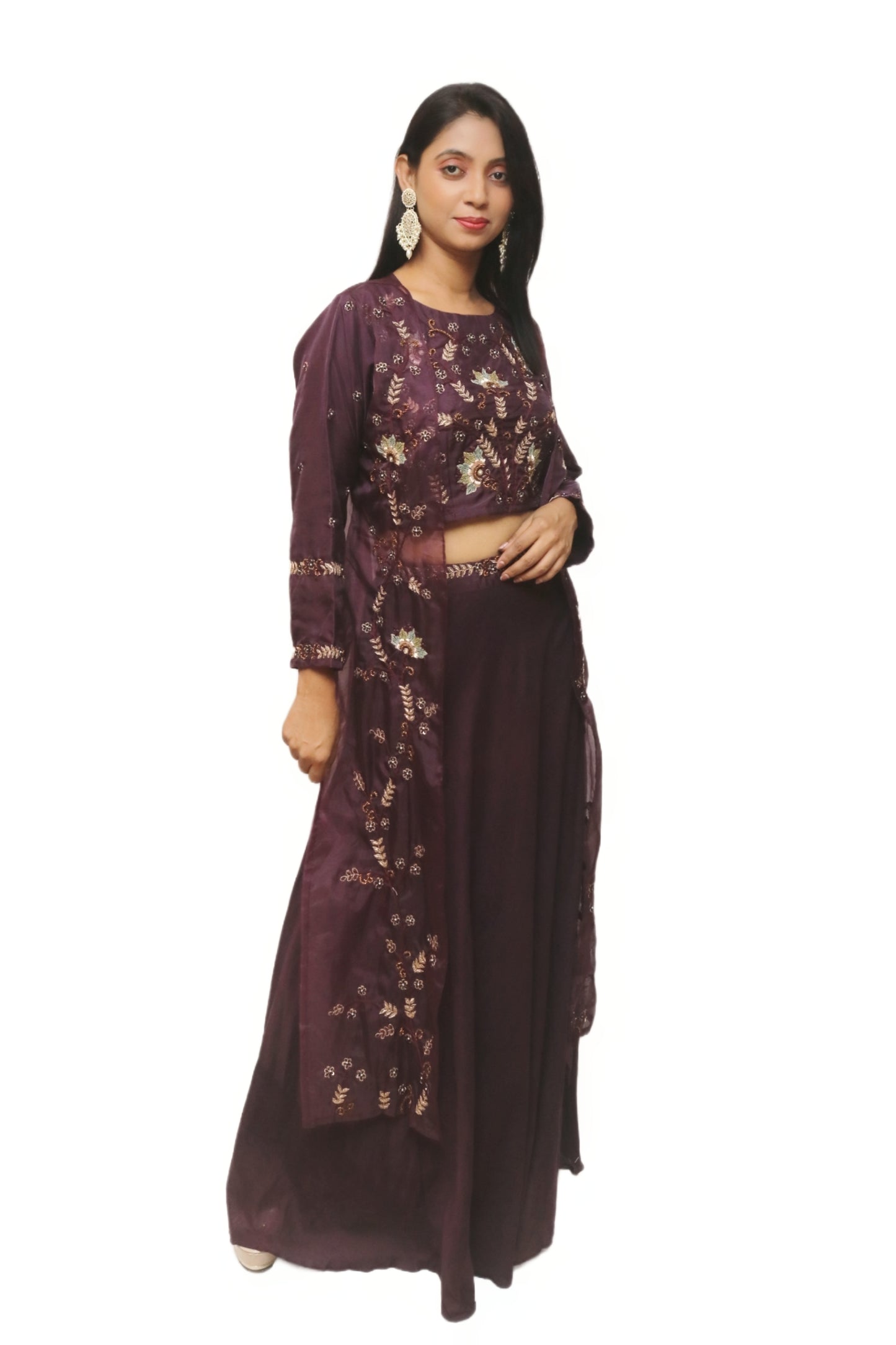 Wine Colored Indowestern