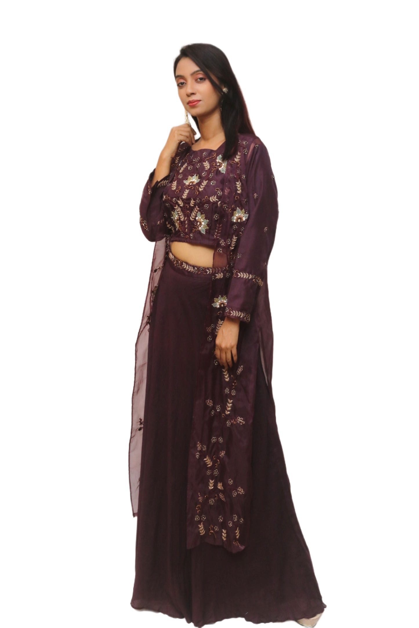 Wine Colored Indowestern