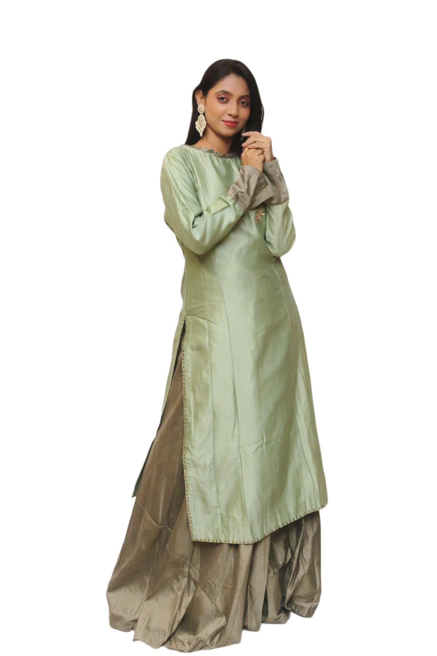 Basil Green Skirt Set