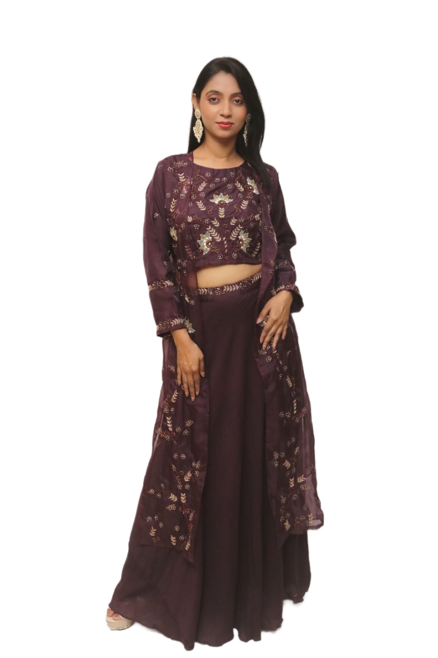 Wine Colored Indowestern