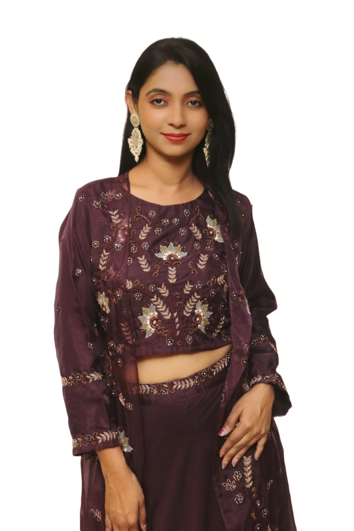 Wine Colored Indowestern