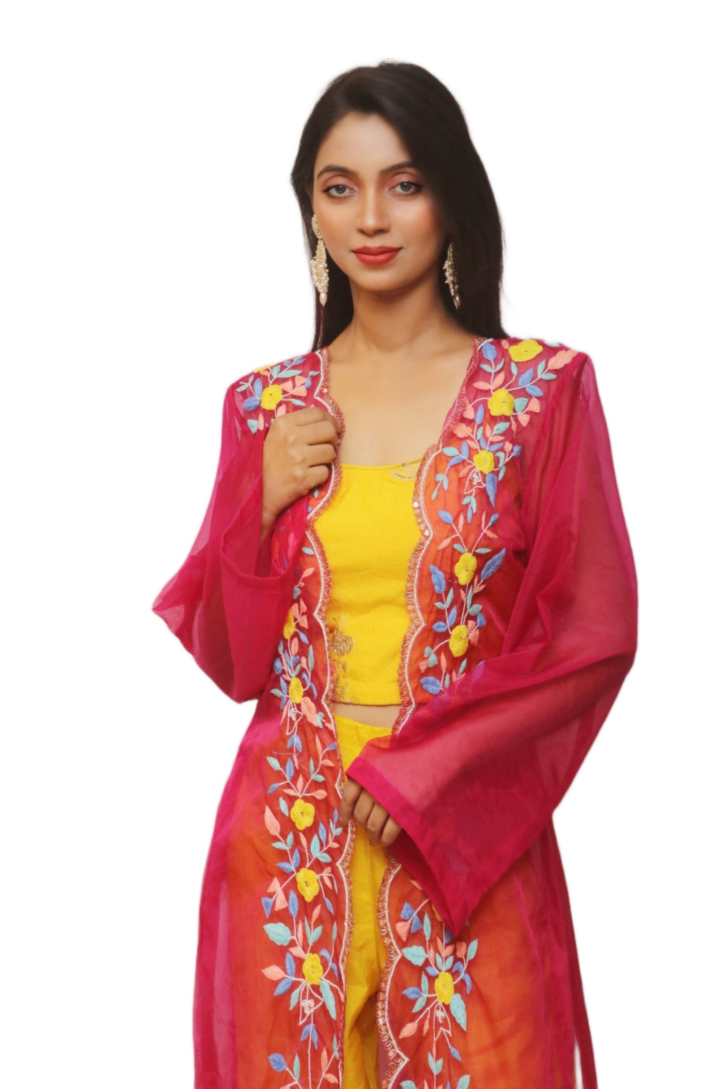 Bright Yellow IndoWestern Dress