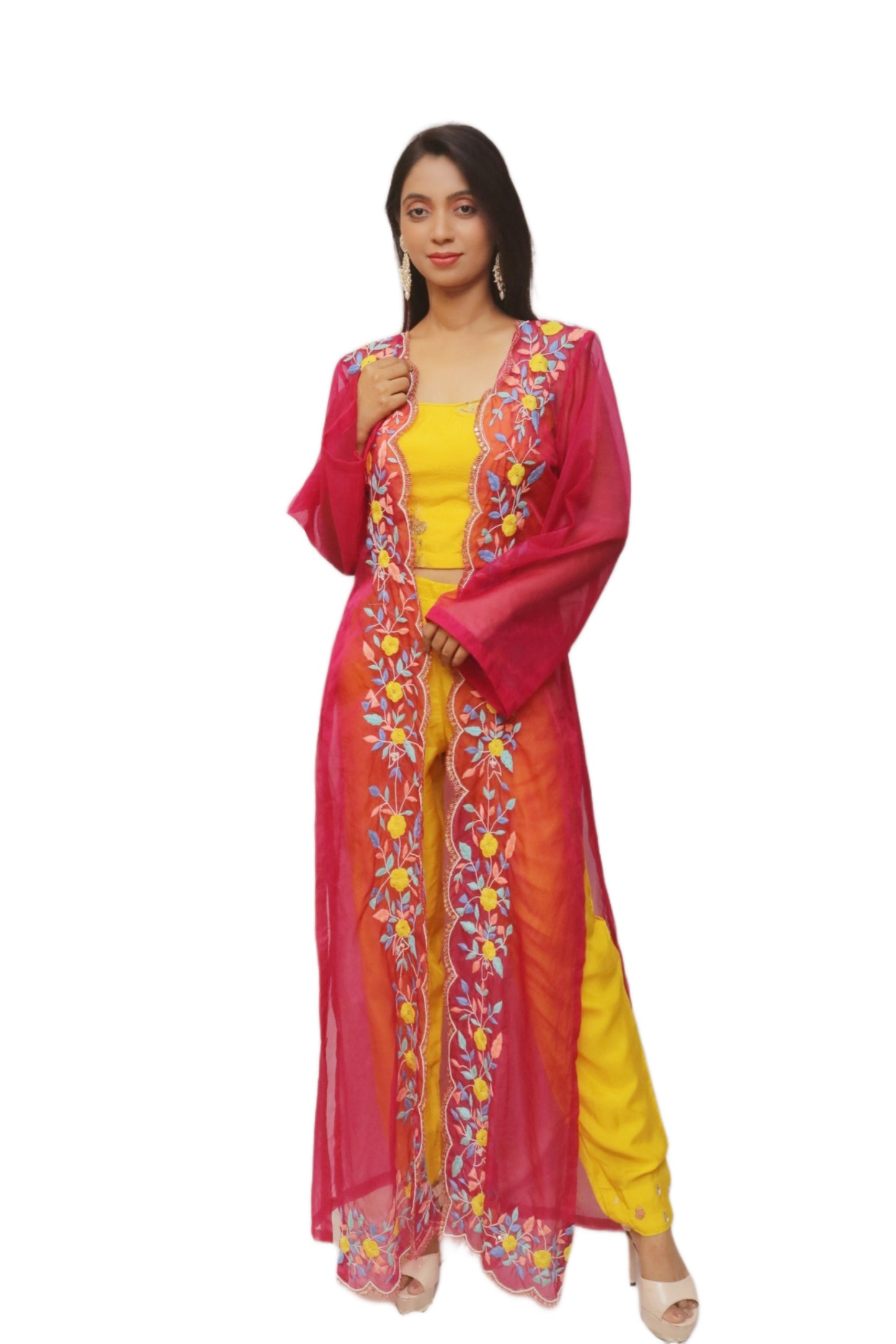 Bright Yellow IndoWestern Dress