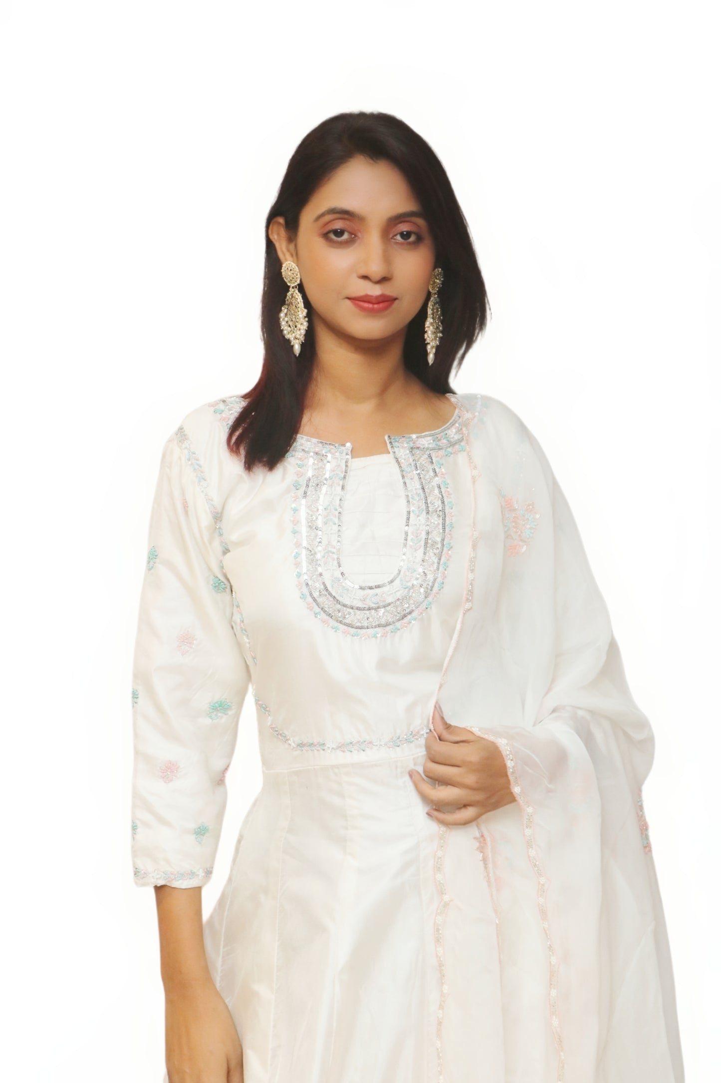 Ivory White Pure Anarkali Set