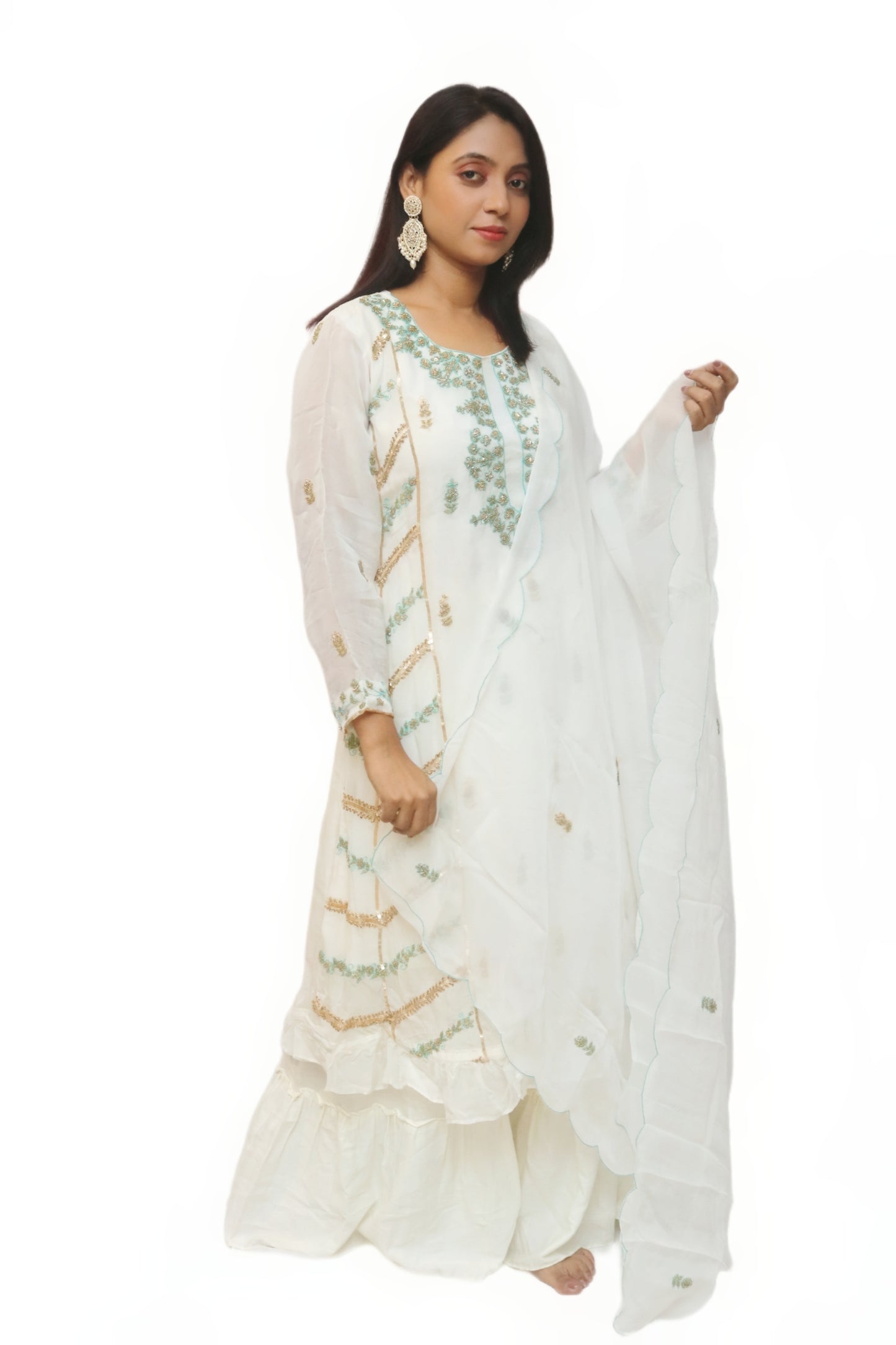 White Viscose Organza Dress