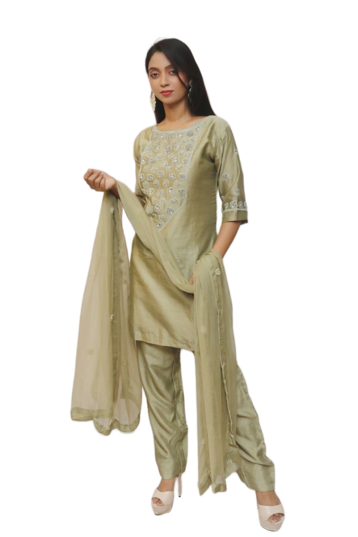 Olive colored Kurta Set