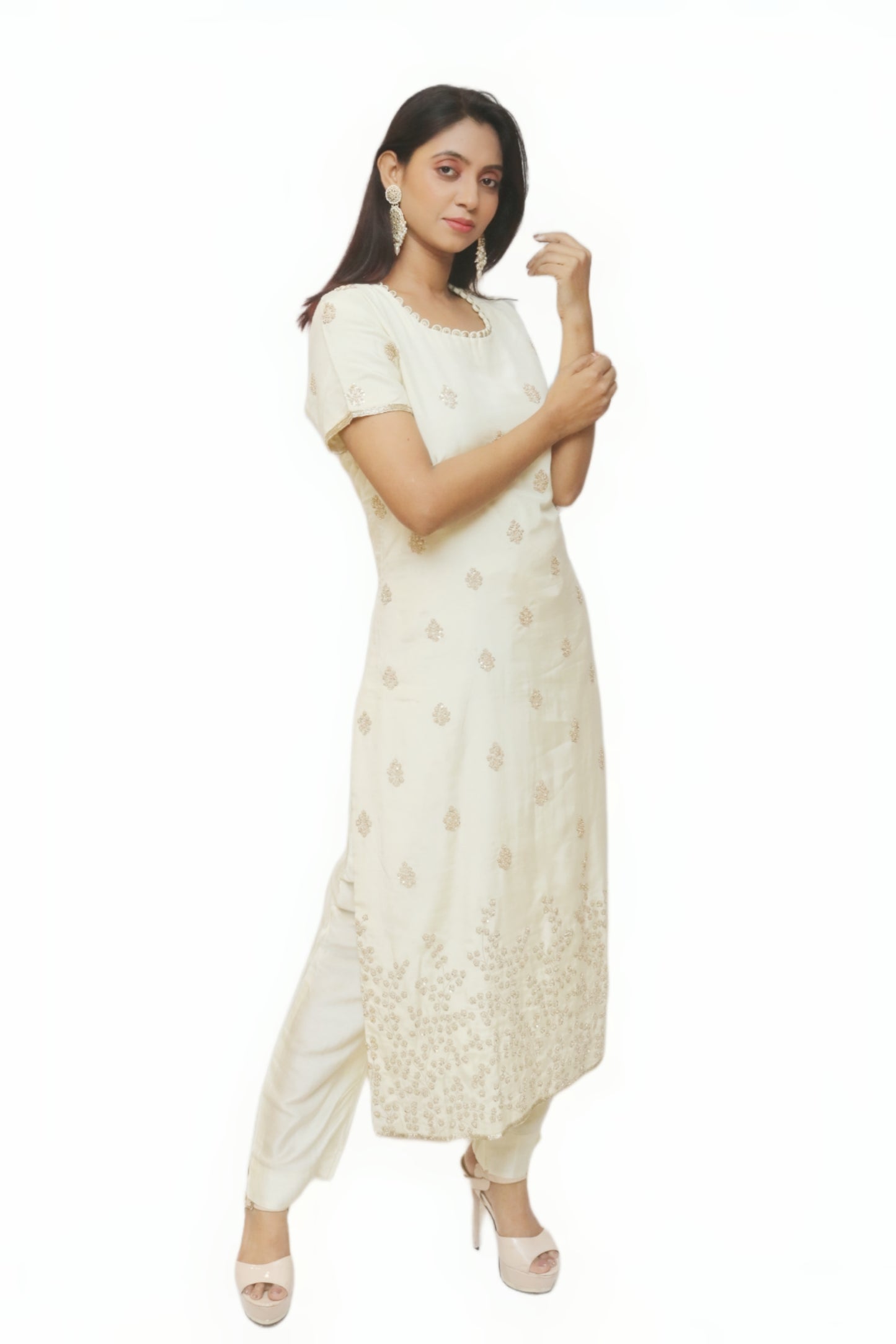 Cream Colored Kurta Set