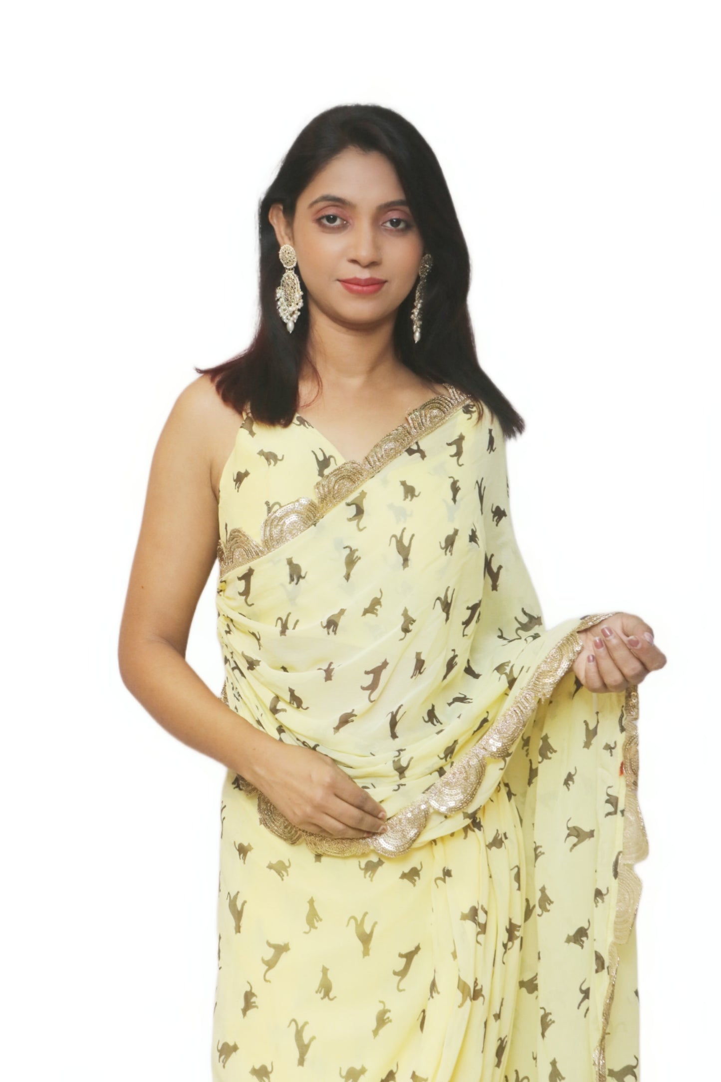 Butterscotch Yellow Drep Saree