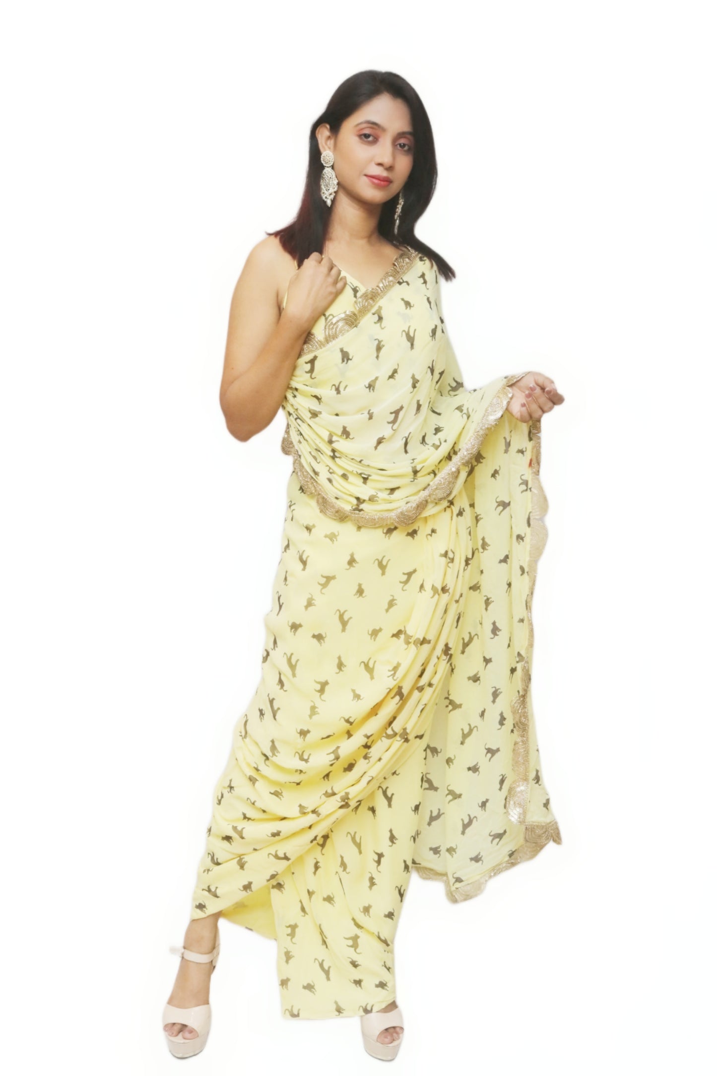 Butterscotch Yellow Drep Saree
