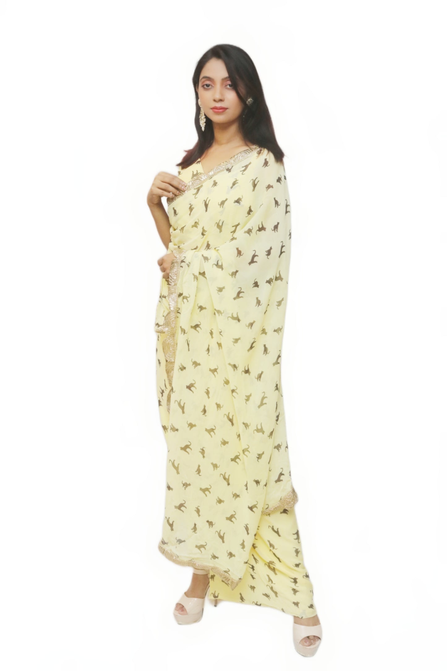 Butterscotch Yellow Drep Saree