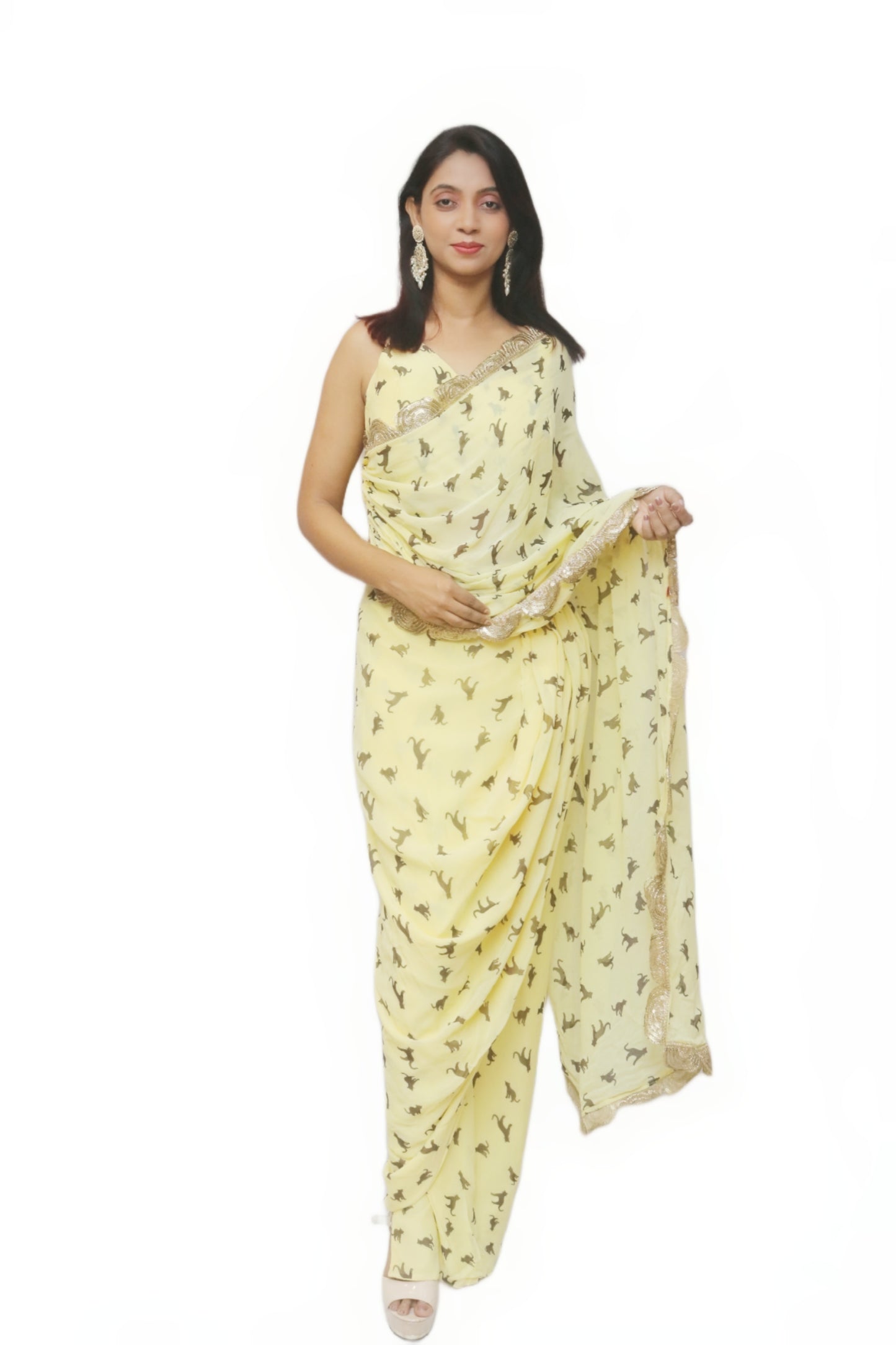 Butterscotch Yellow Drep Saree