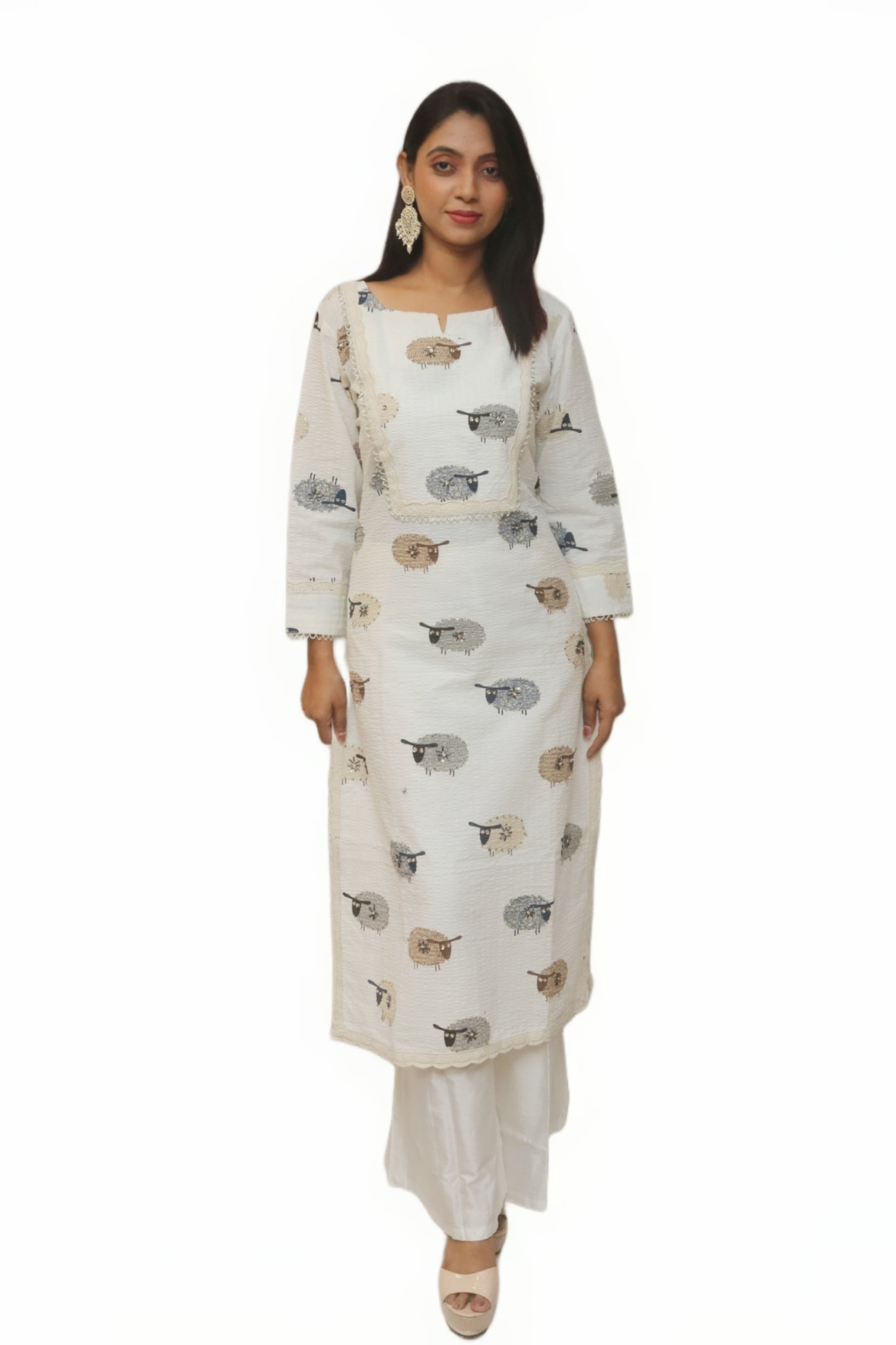 Powder White Kurta Set