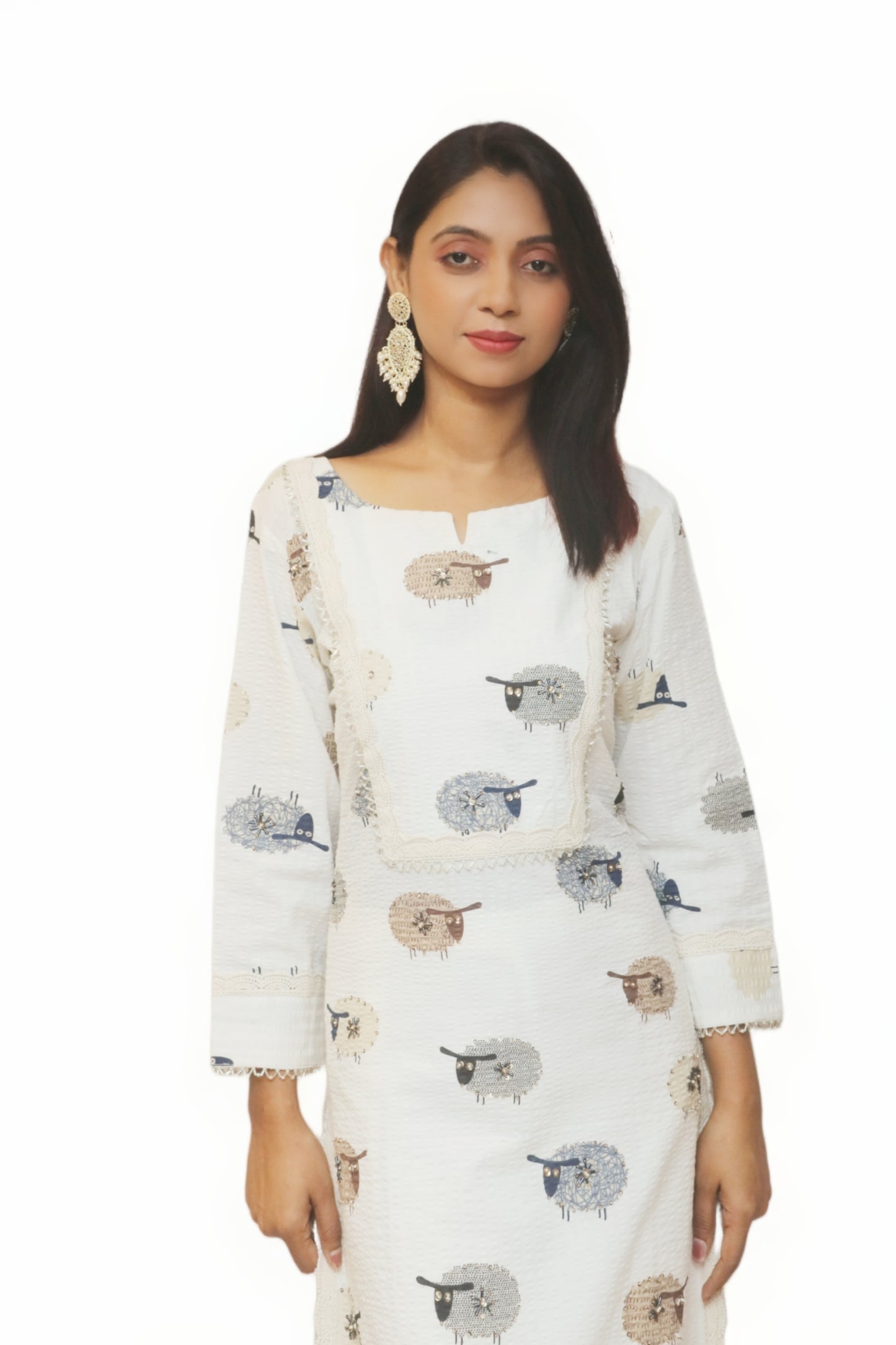 Powder White Kurta Set