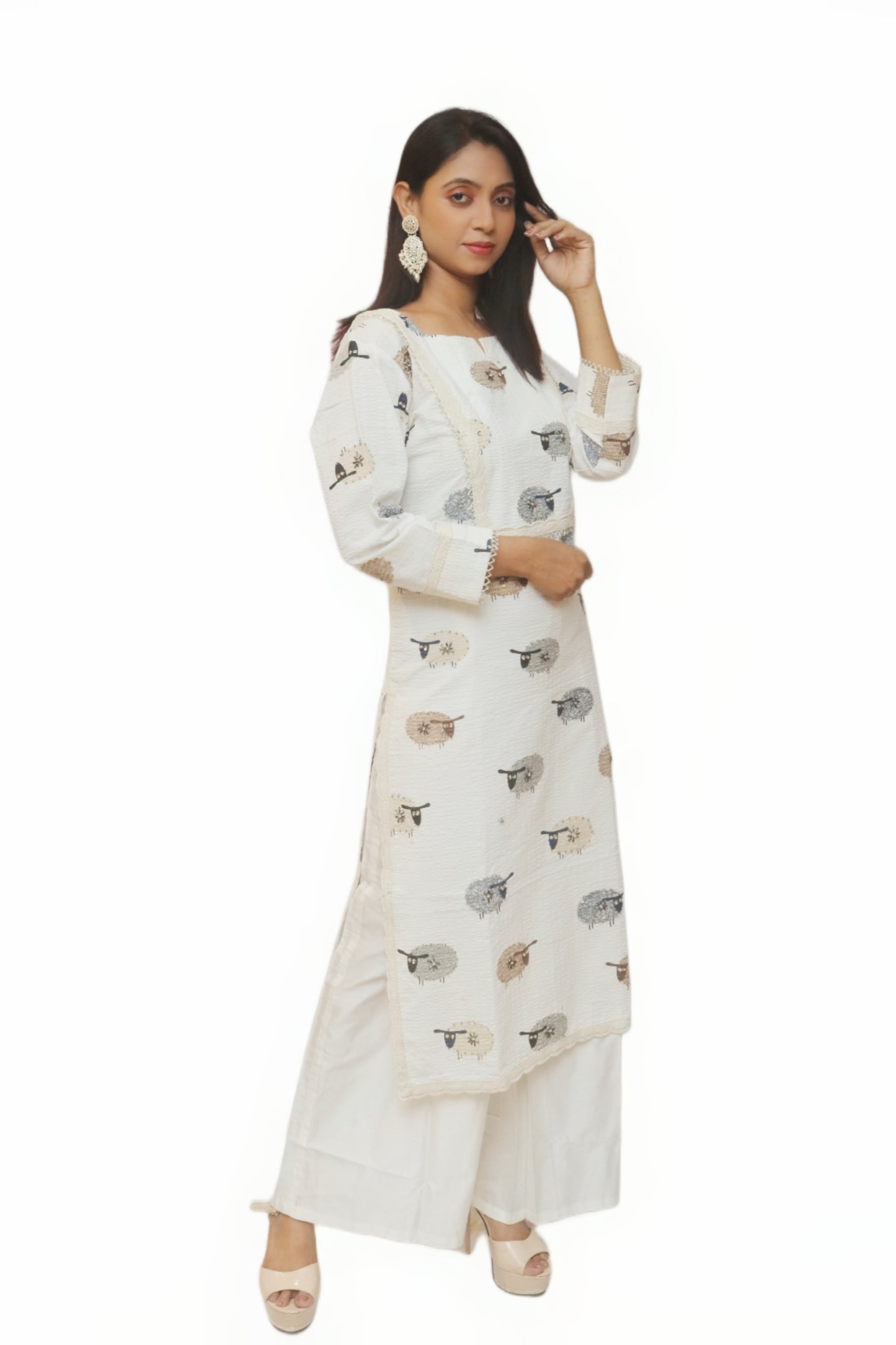 Powder White Kurta Set
