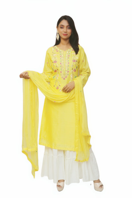 Bright Yellow Kurta Set