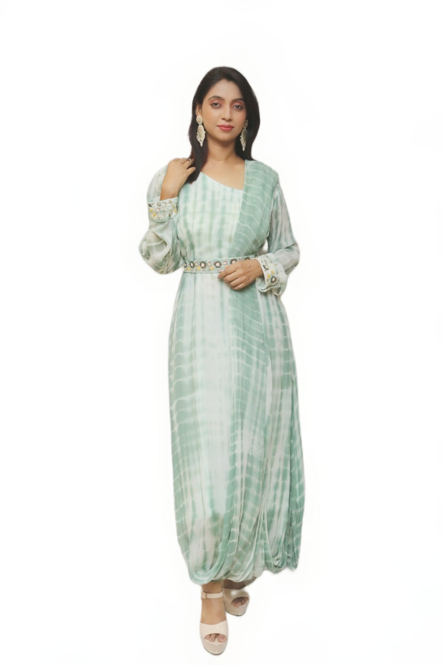 Pastel Green Drape Gown