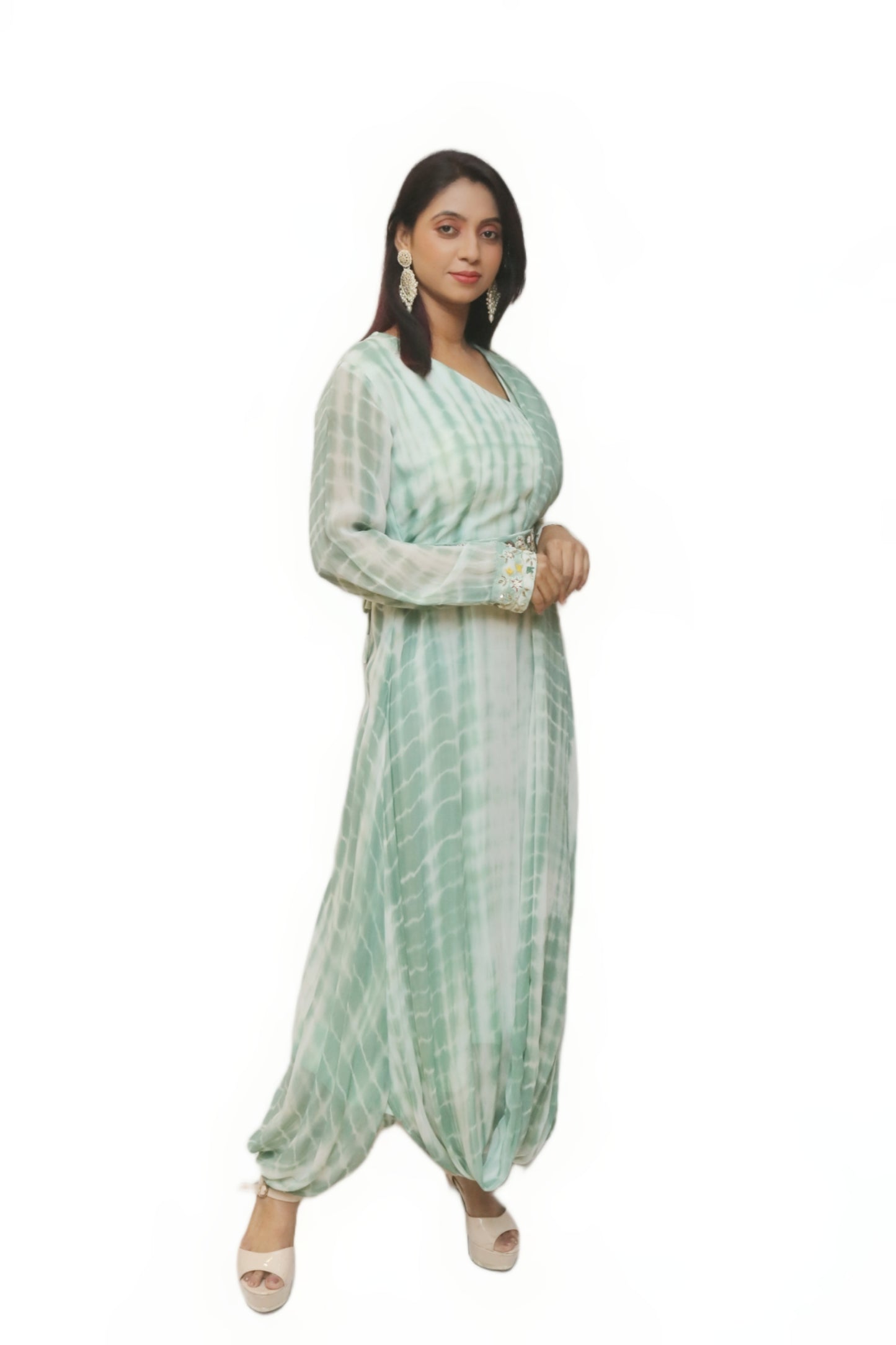 Pastel Green Drape Gown