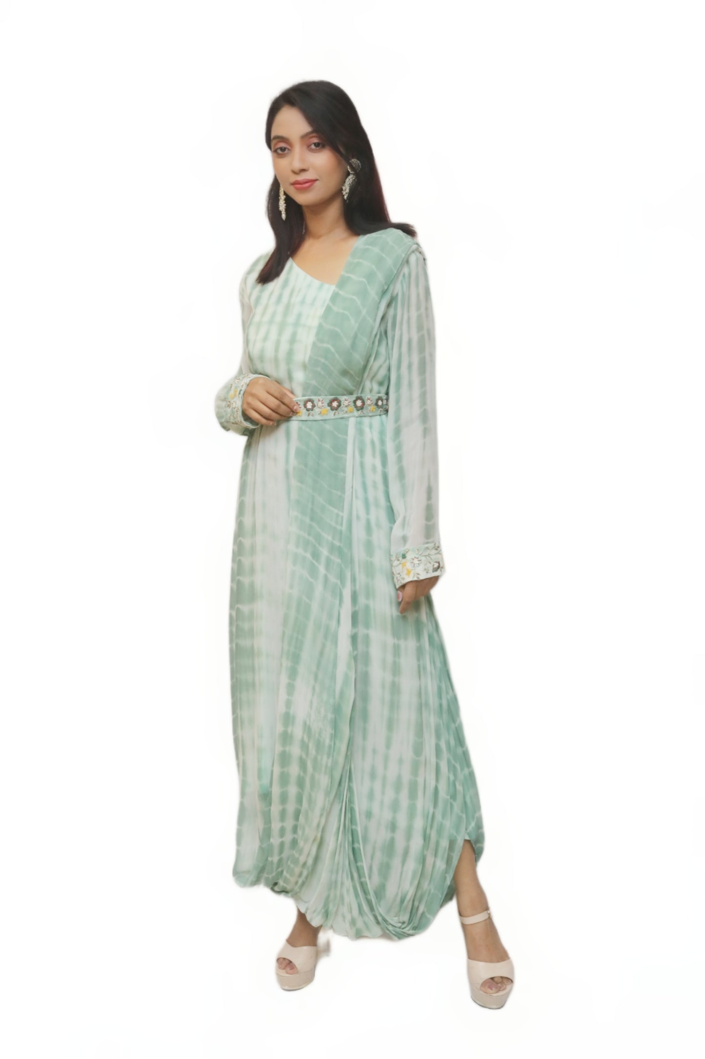 Pastel Green Drape Gown
