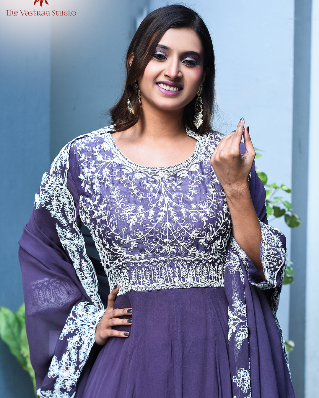 Purple mauve anarkali dress