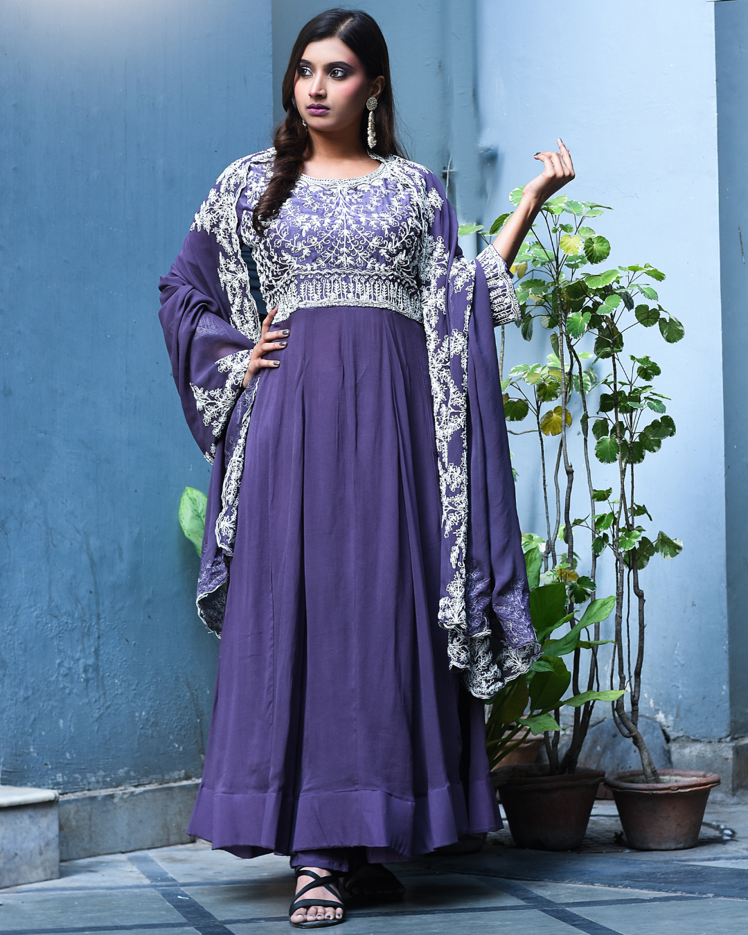 Purple mauve anarkali dress