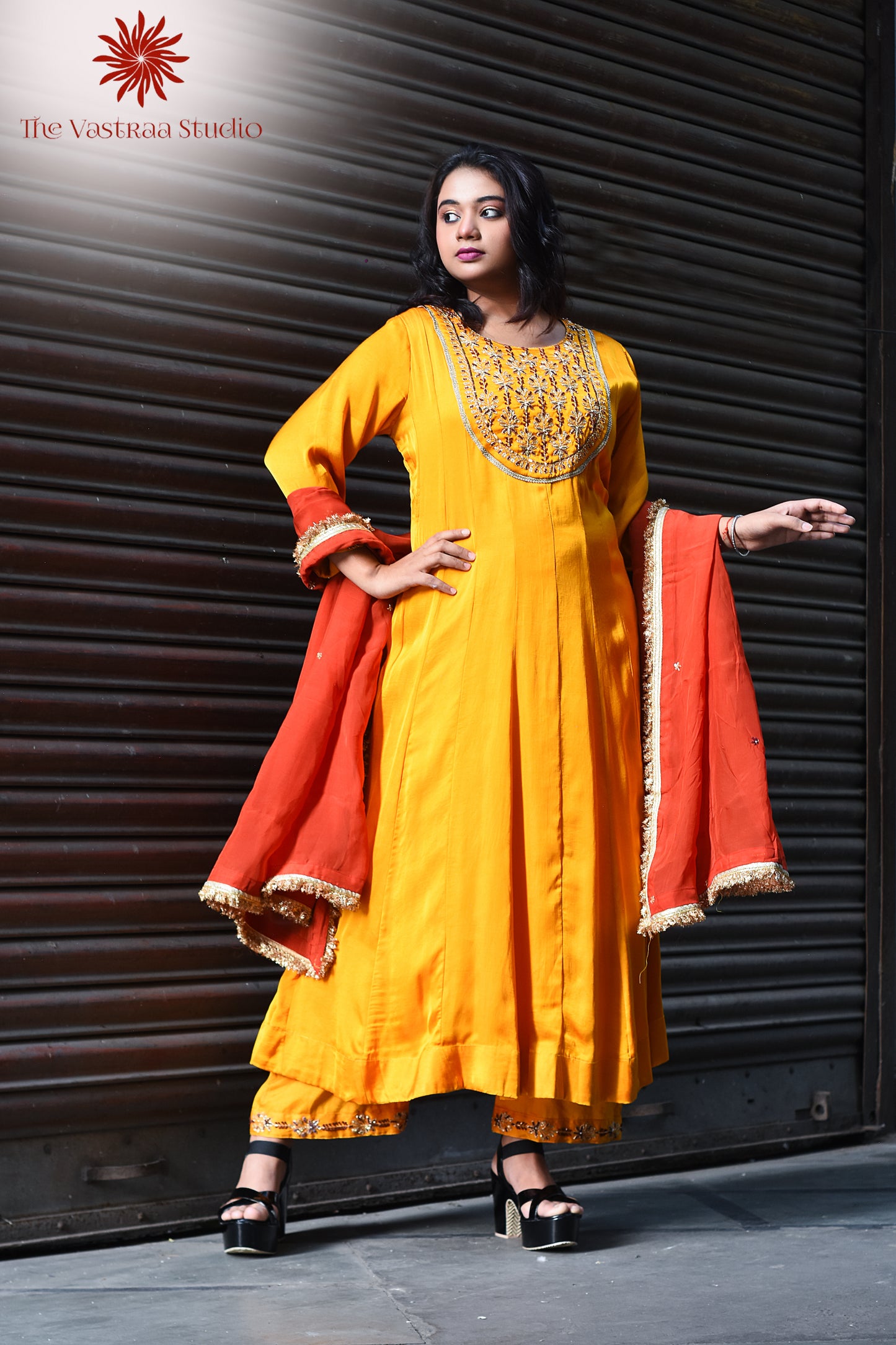 Pure Modal Mango Yellow Anarkali Dress