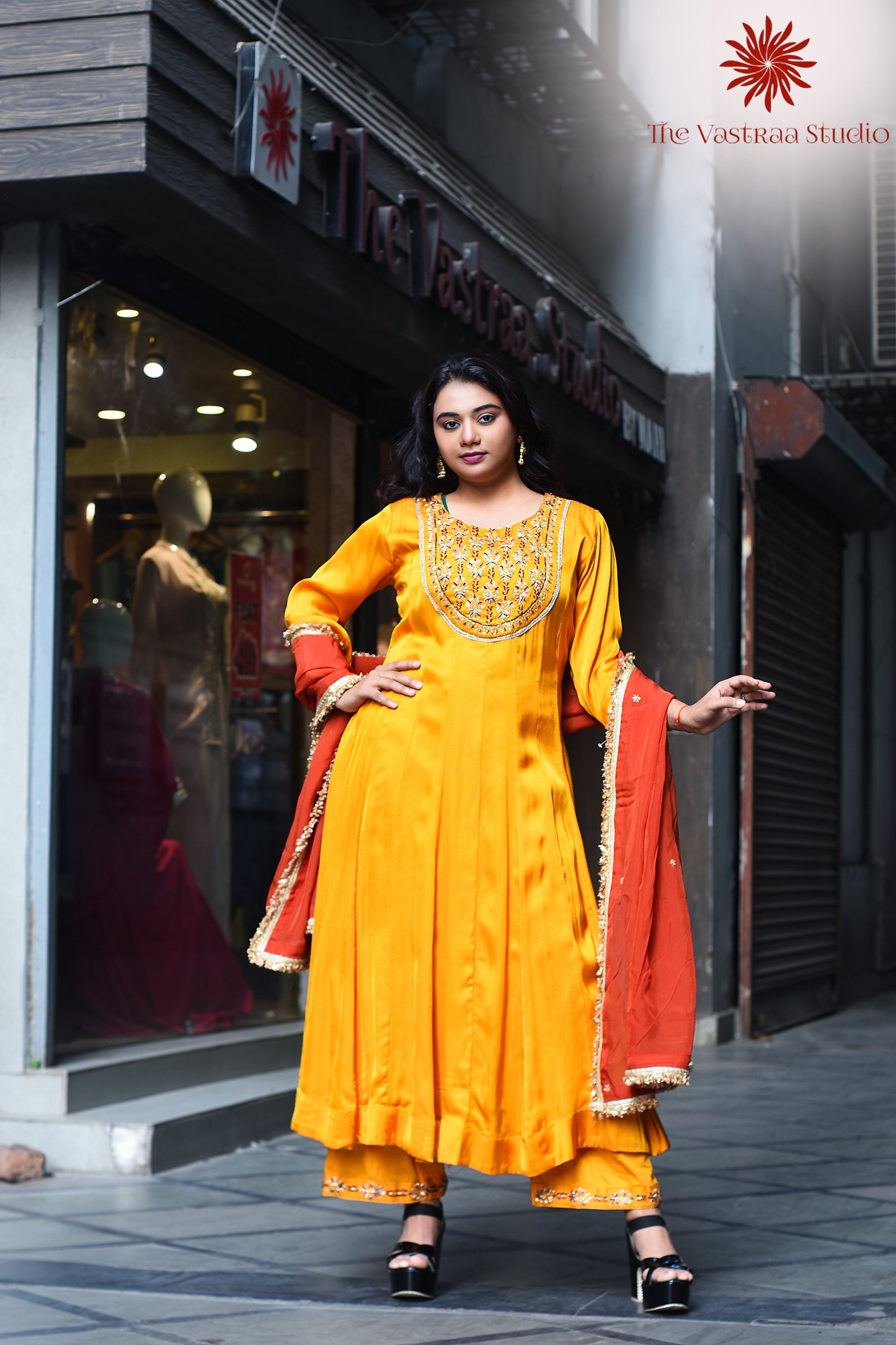 Pure Modal Mango Yellow Anarkali Dress