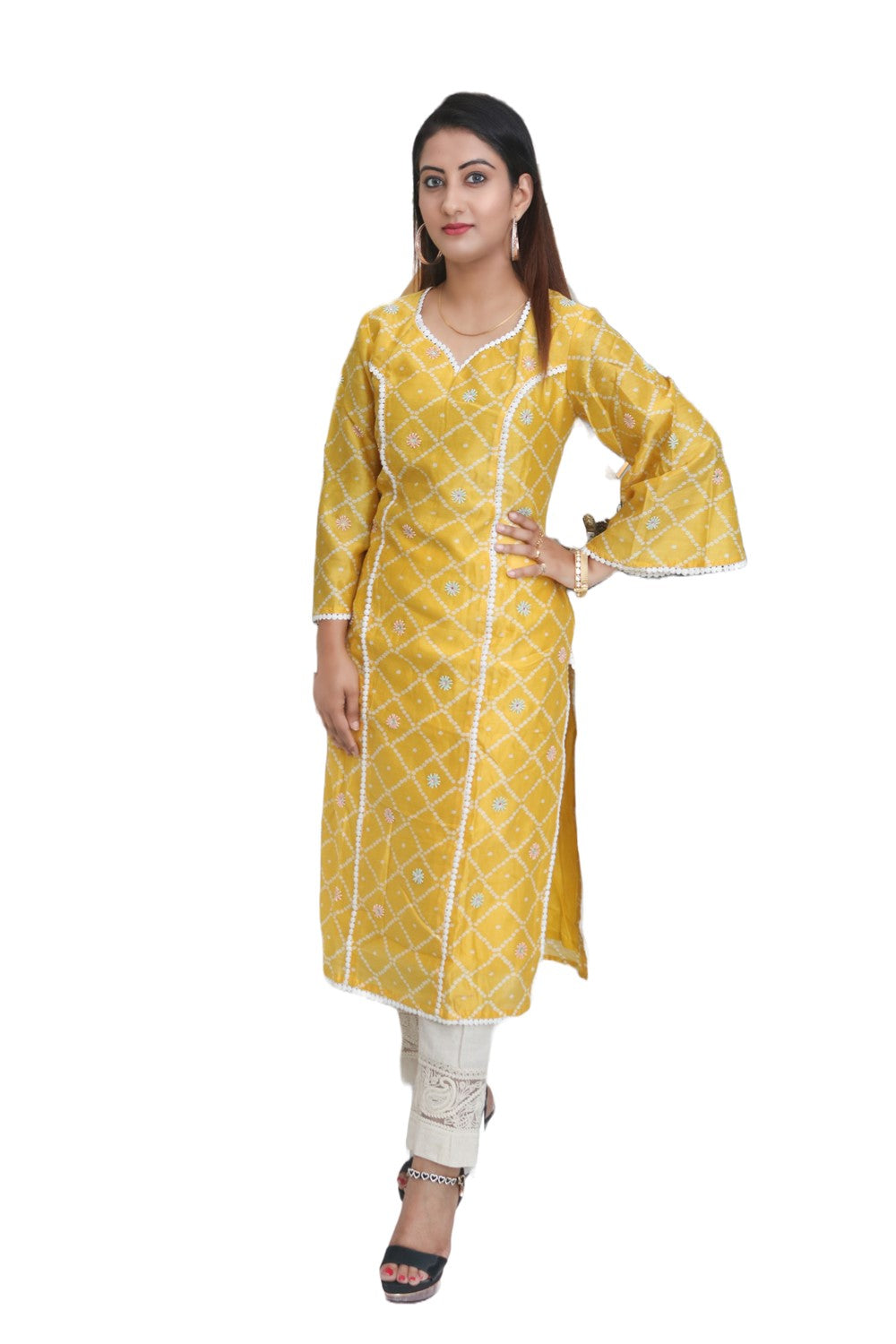 Yellow Pure chanderi kurta