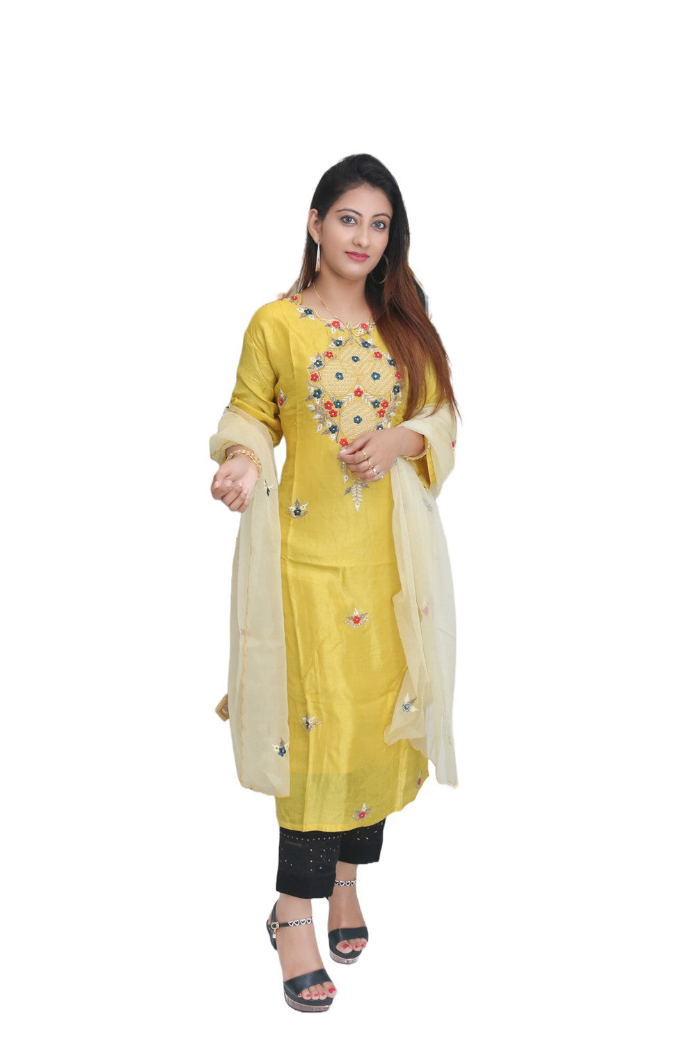 Yellow Chanderi Kurti
