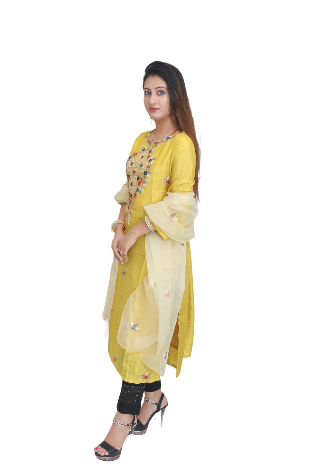 Yellow Chanderi Kurti
