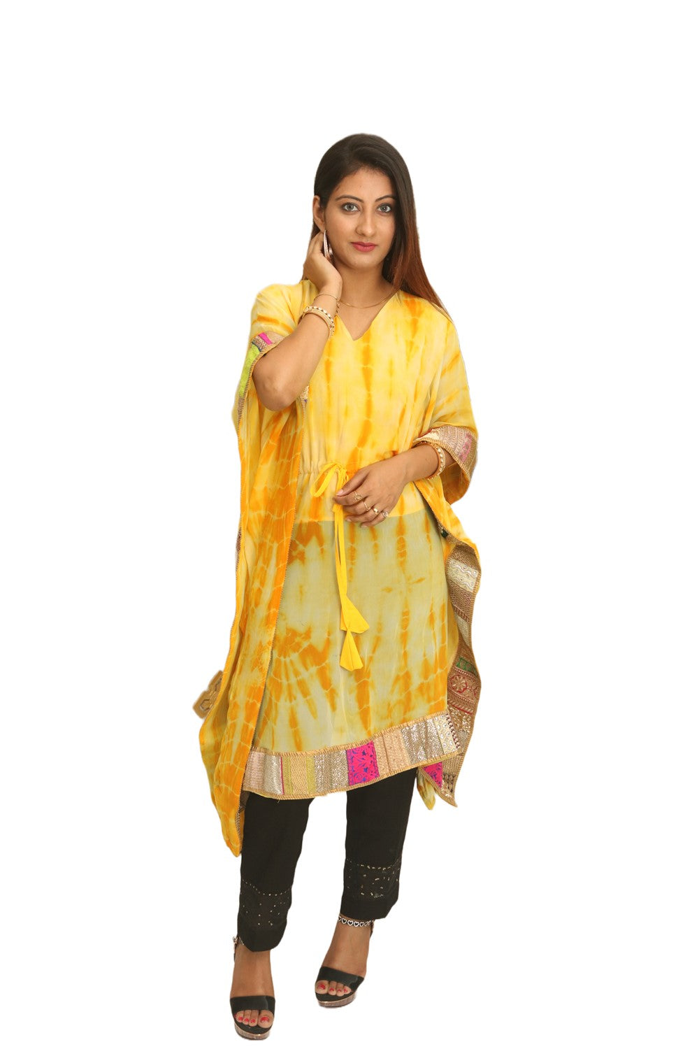 Yellow silk kurta set