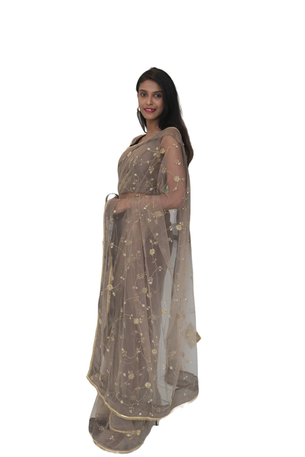 brown saree