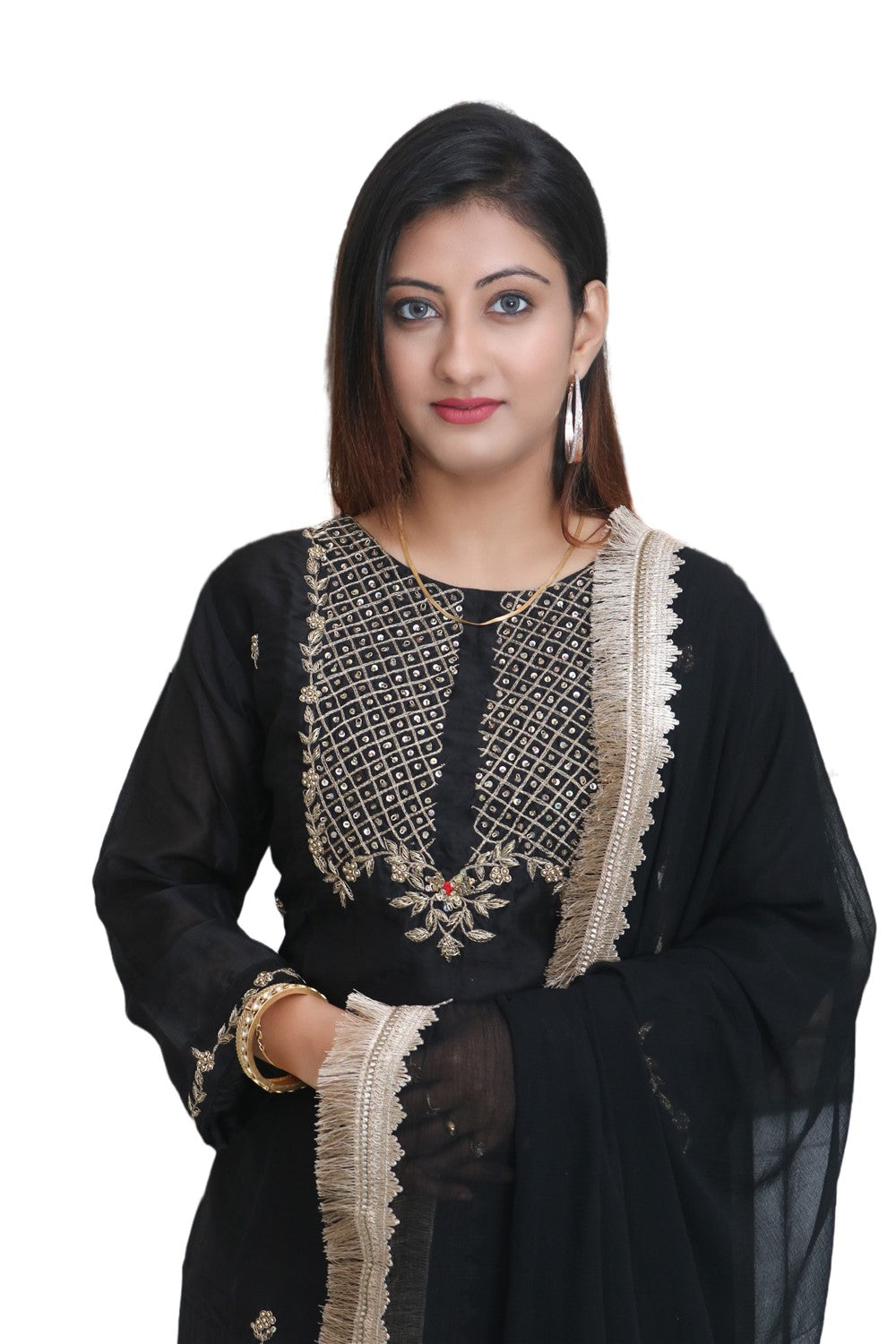 Black Chanderi Kurta Set