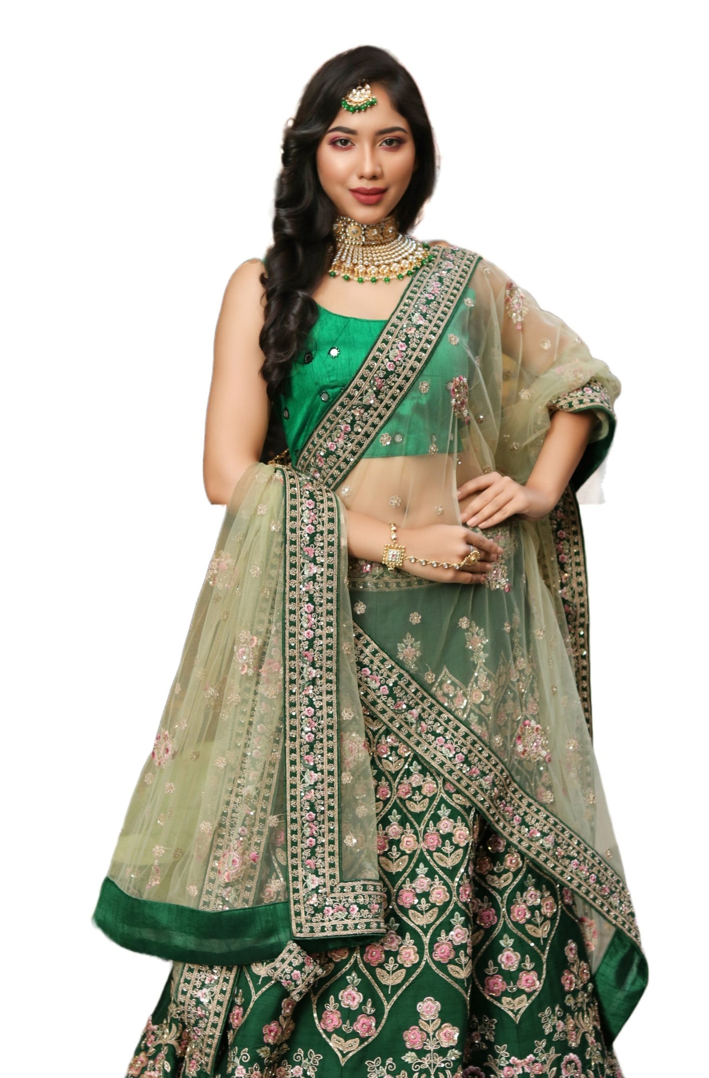 Green Bridal Lehenga