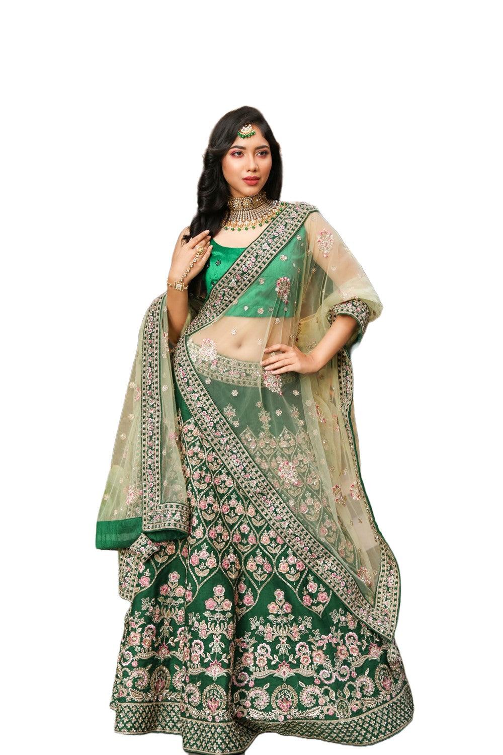 Green Bridal Lehenga