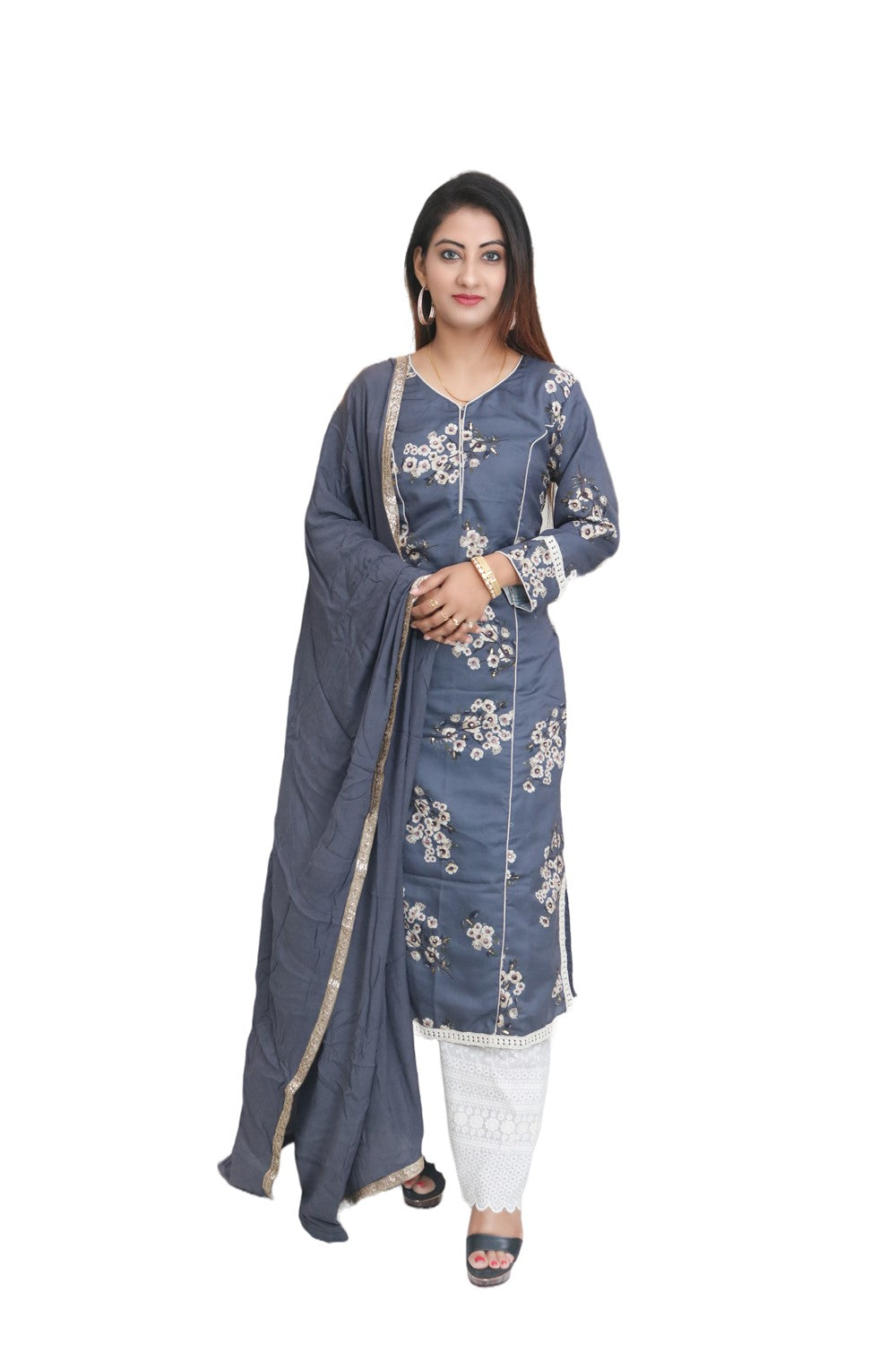 Grey Cotton Silk kurta set