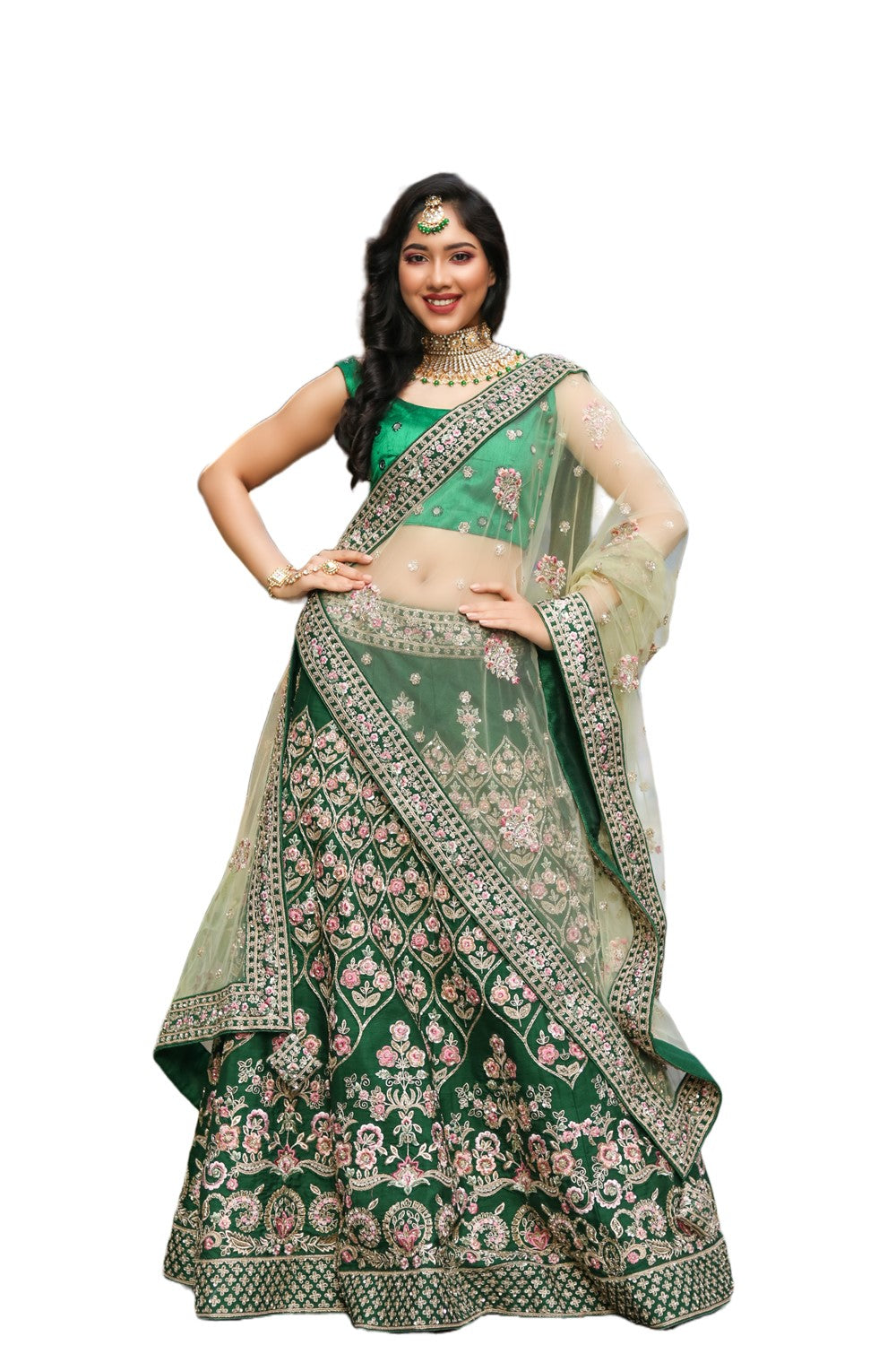 Green bridal lehenga