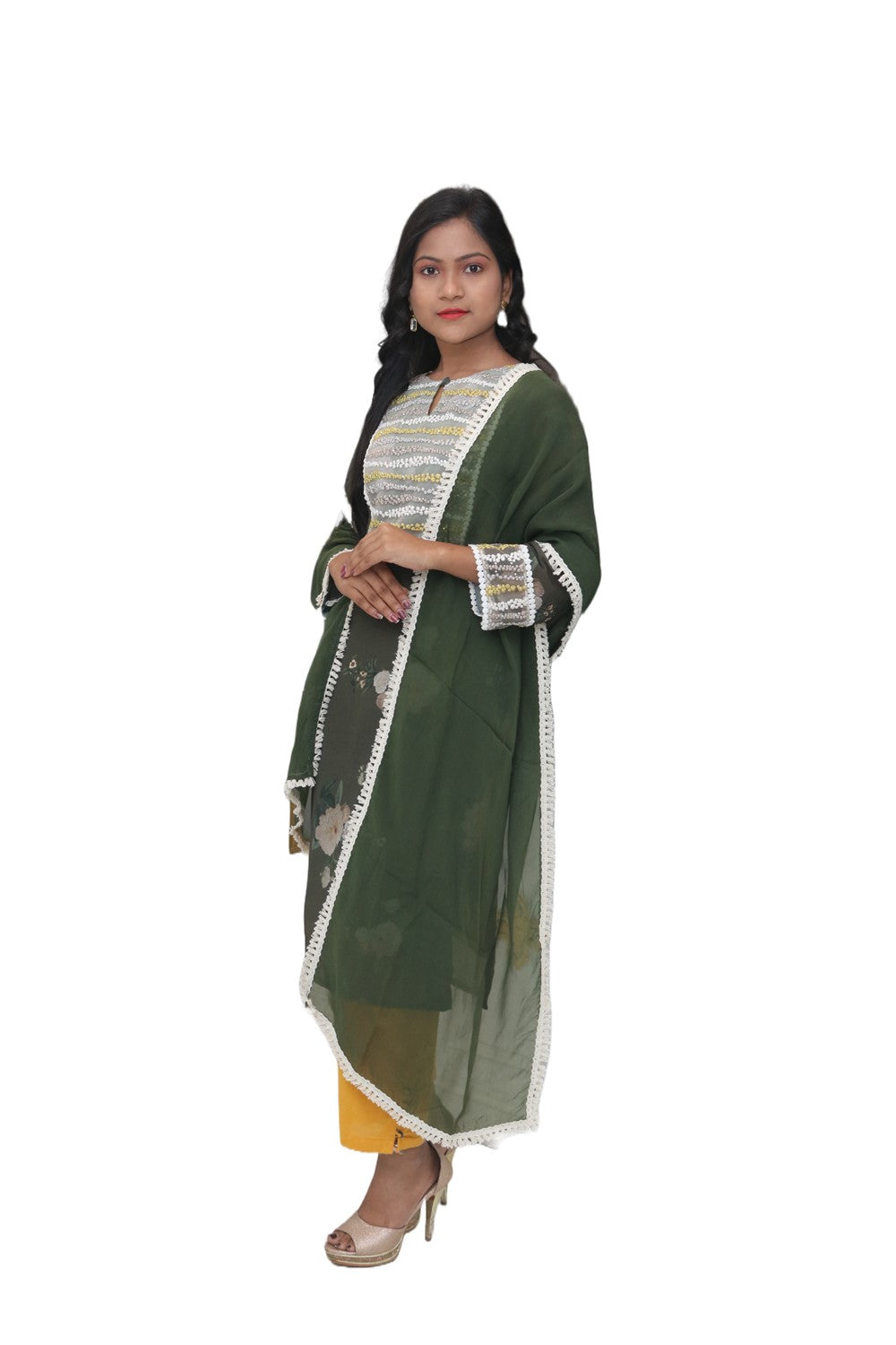 Dark Green Kurti Set
