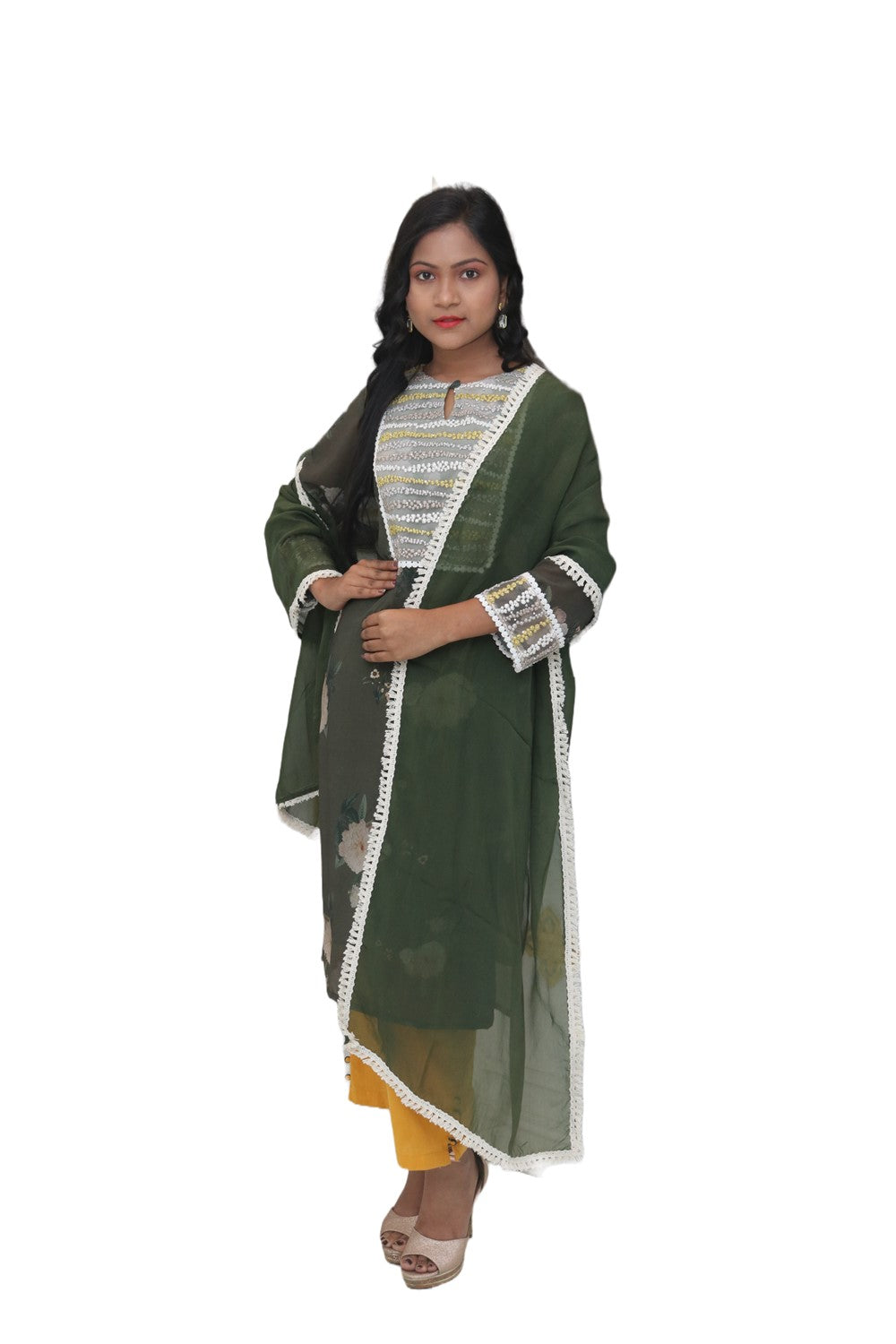 Dark Green Kurti Set