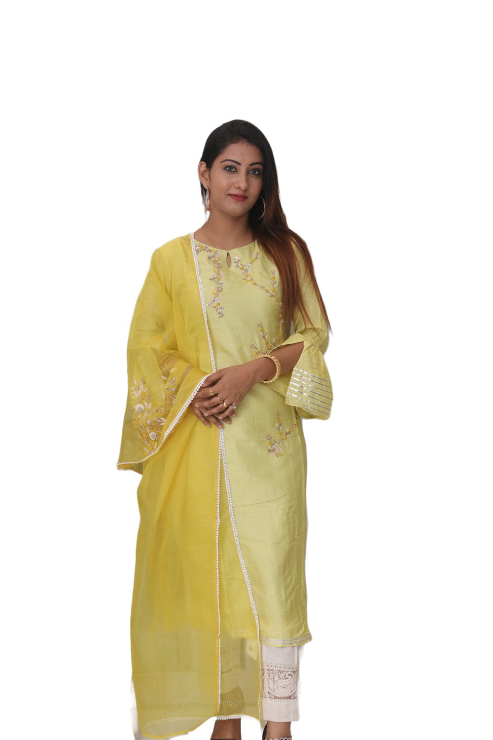 Light Yellow Kurti Set