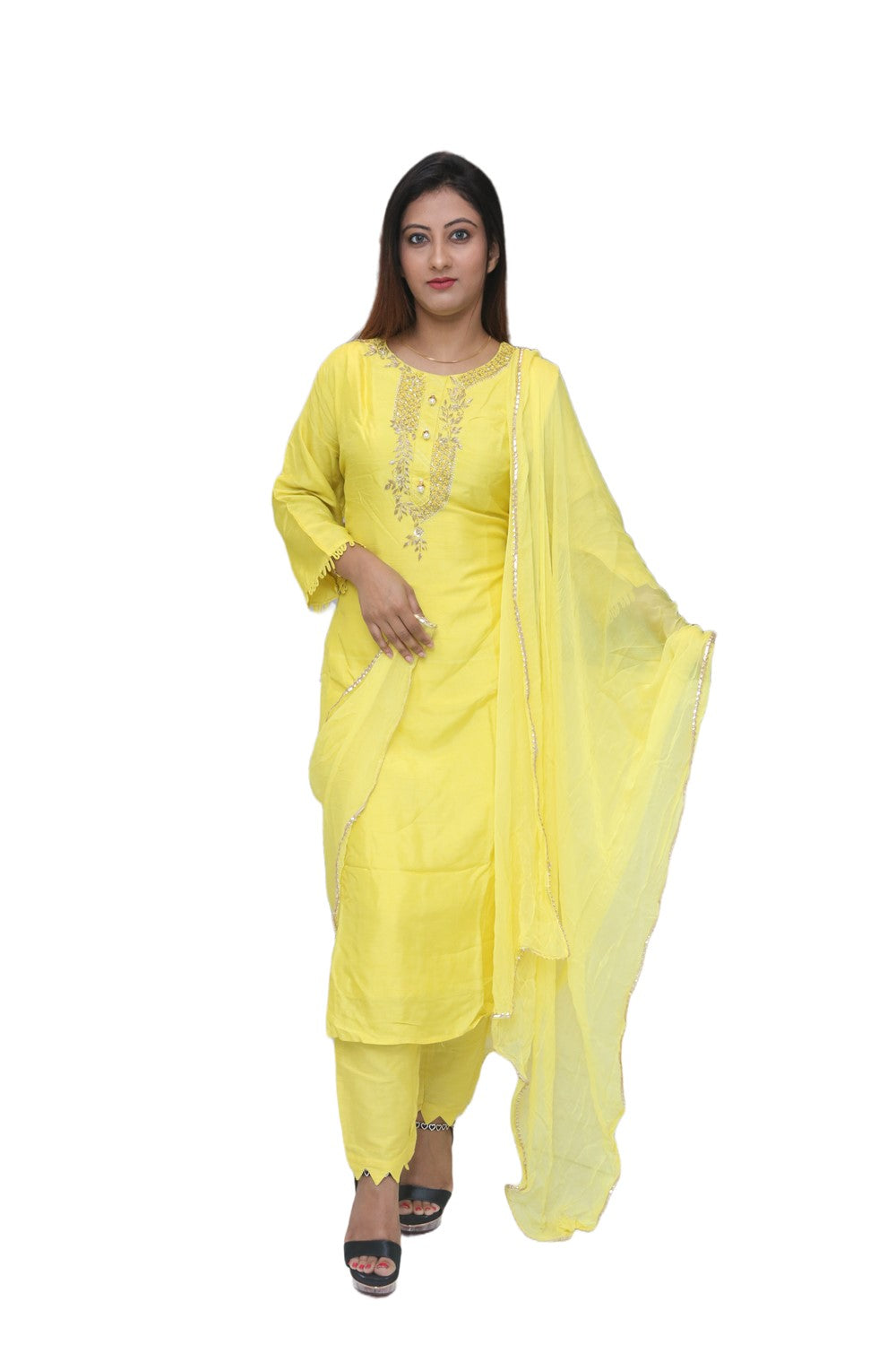 Light Yellow Kurti Set