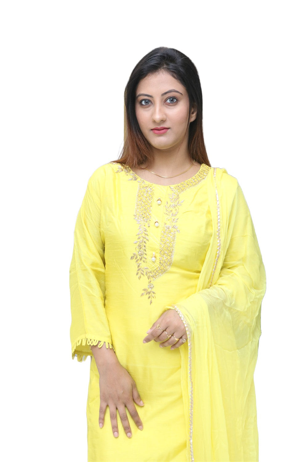 Light Yellow Kurti Set