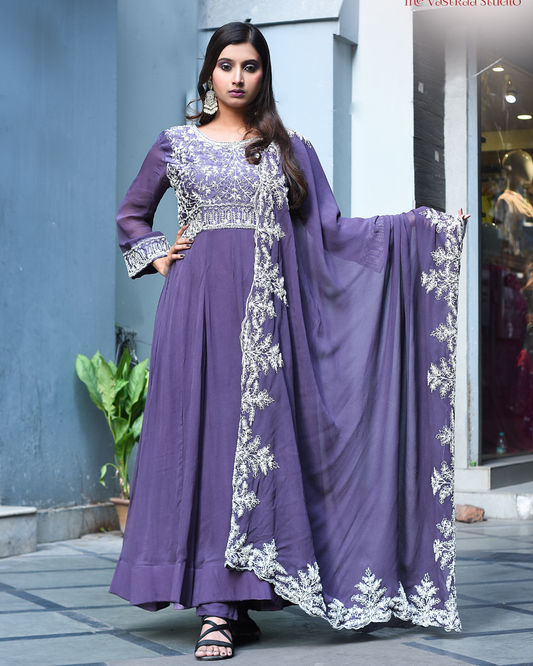 Purple mauve anarkali dress