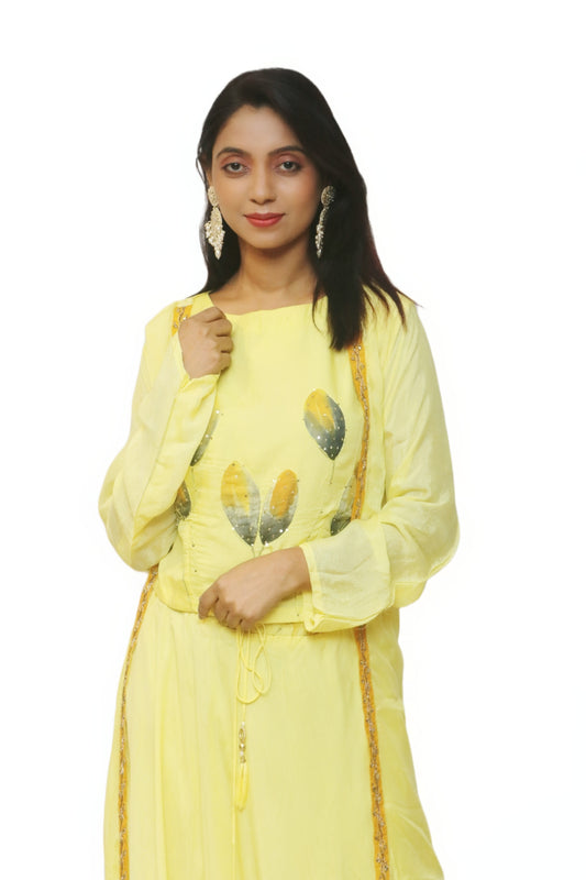 Butter Yellow Indowestern