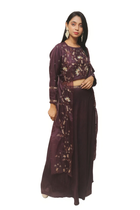 Wine Colored Indowestern