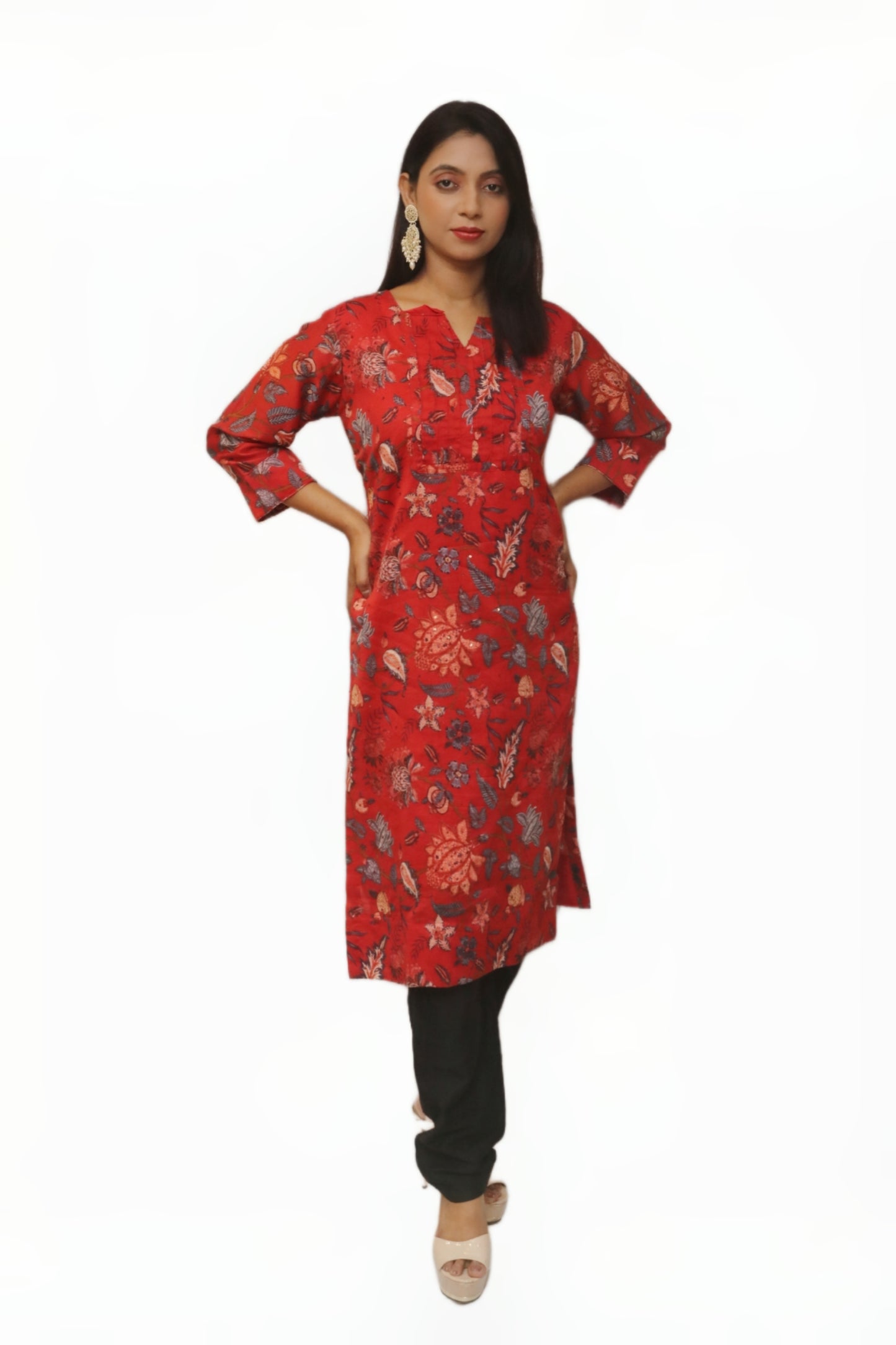 Red Colored Single Kurti