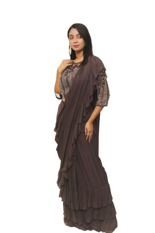 Coffee Colored drep Saree