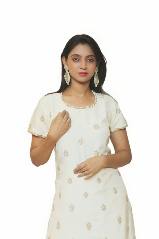 Cream Colored Kurta Set