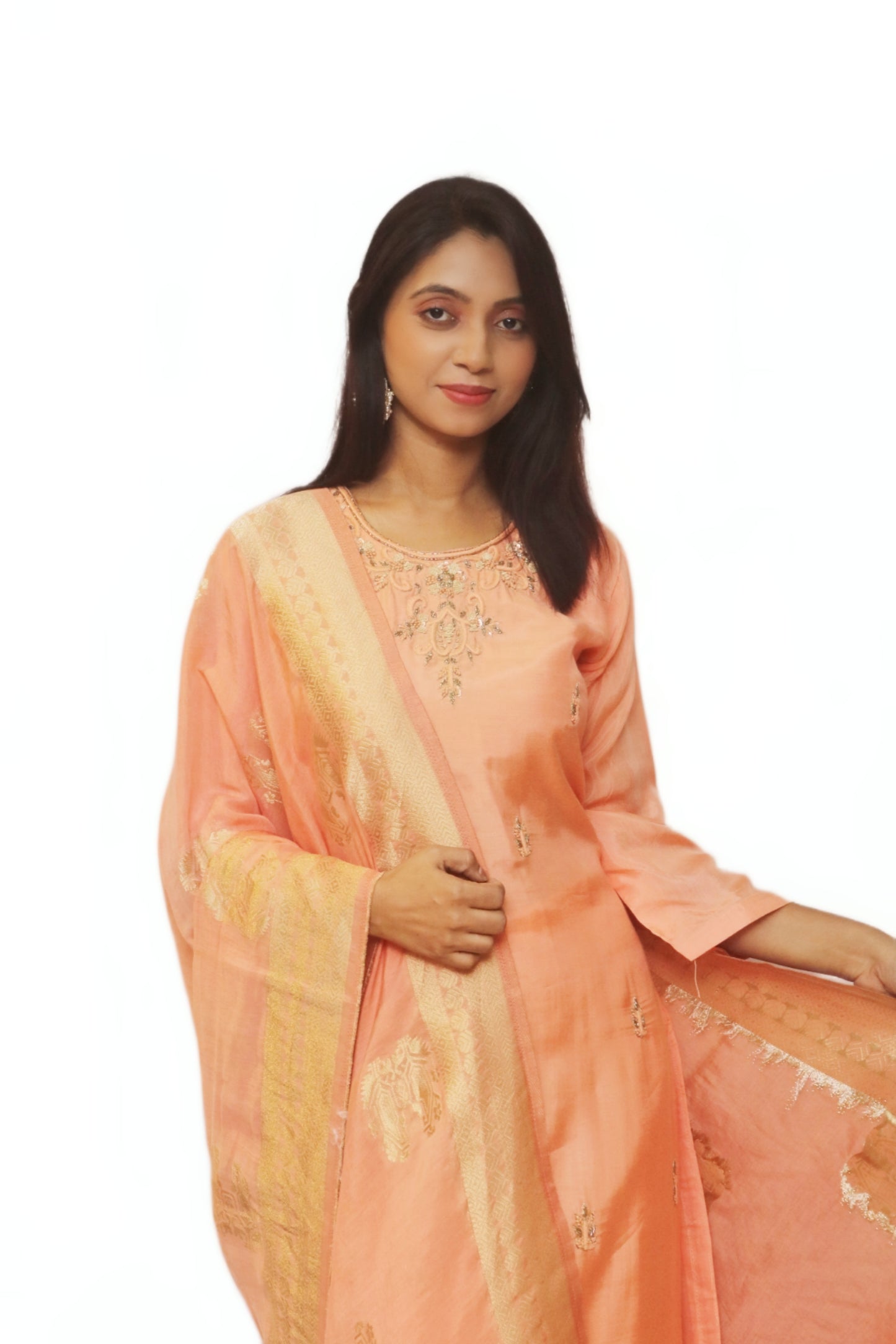 Orangish Peach Kurta Set