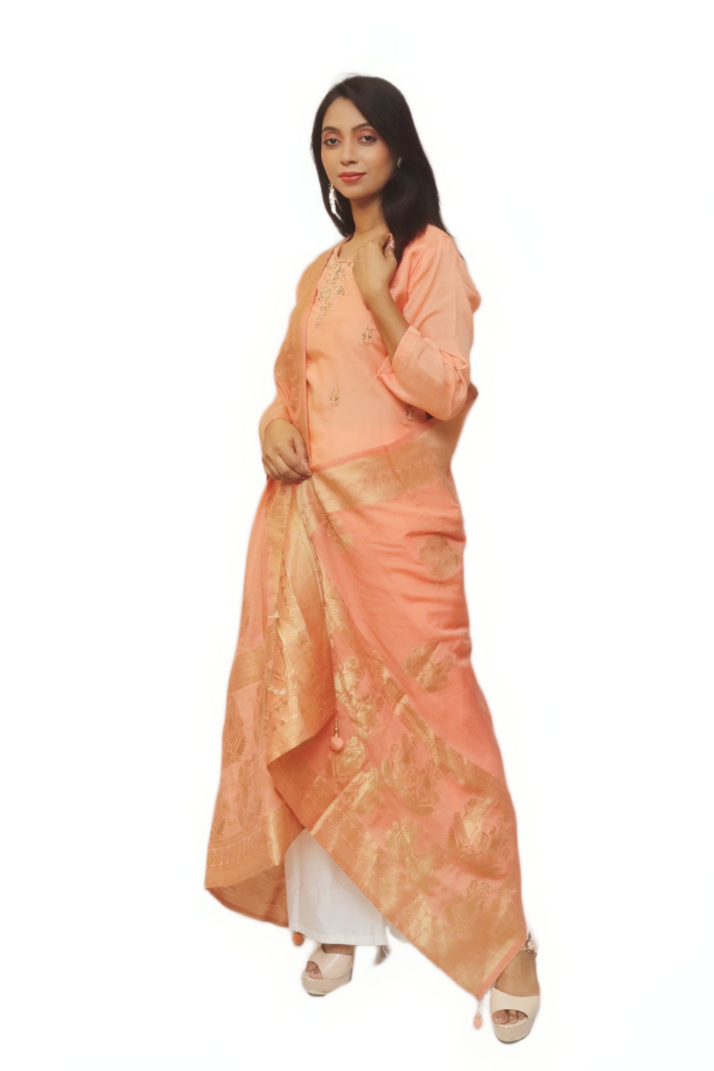 Orangish Peach Kurta Set